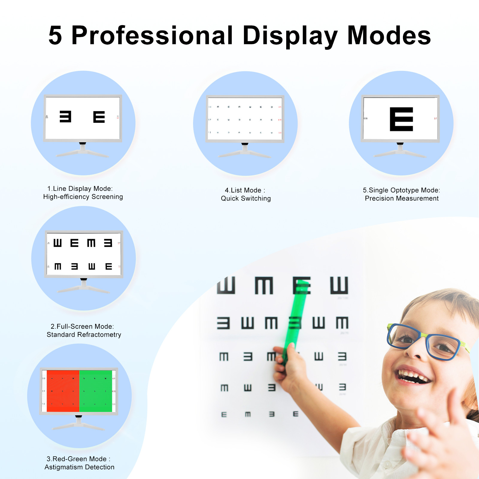 19 Inch Screen Ophthalmic LCD Visual Acuity Vision Chart Optical Testing Monitor