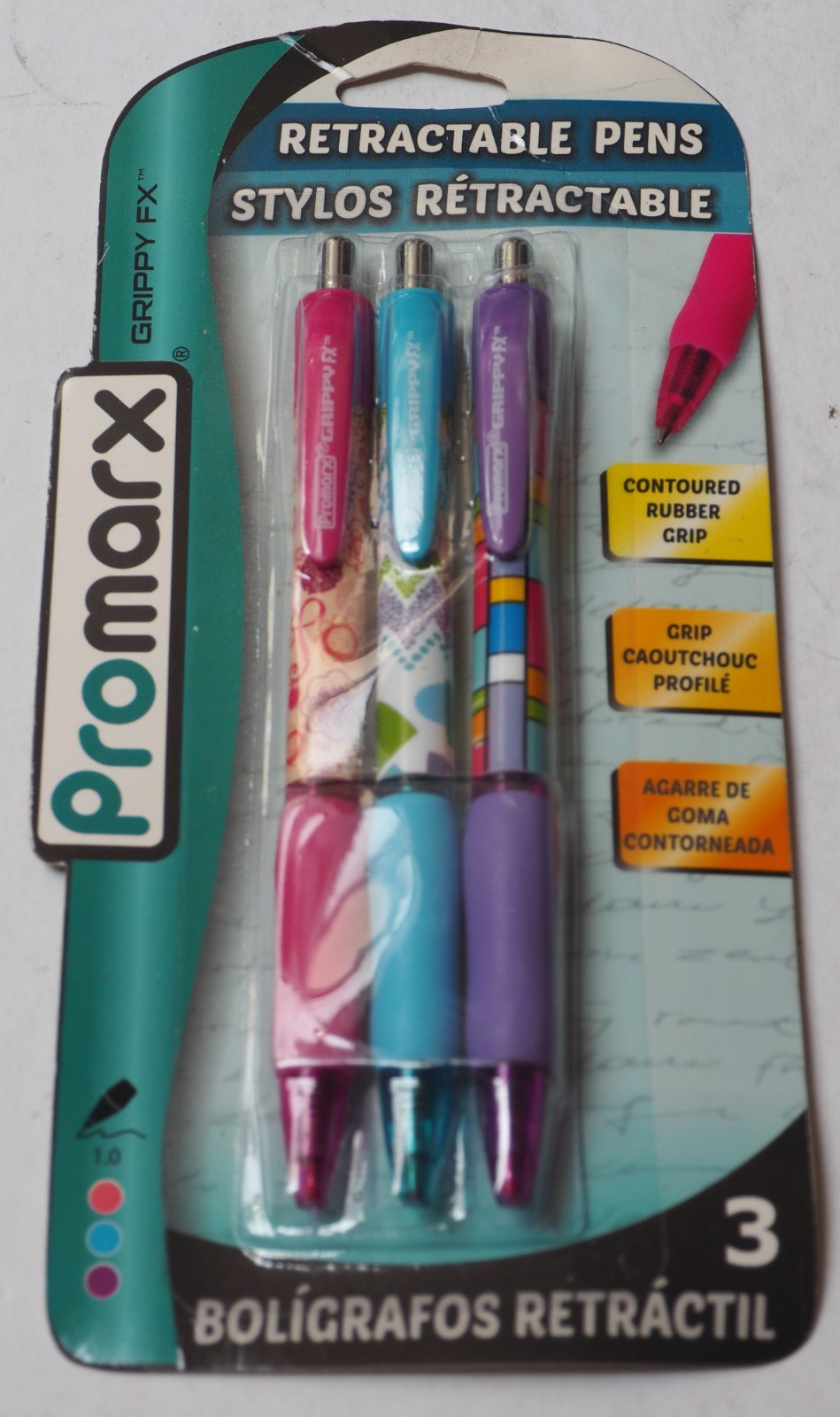 45 New PROMARX GRIPPY FX Retractable BALLPOINT PENS – 3 Colors – Rubber Grip
