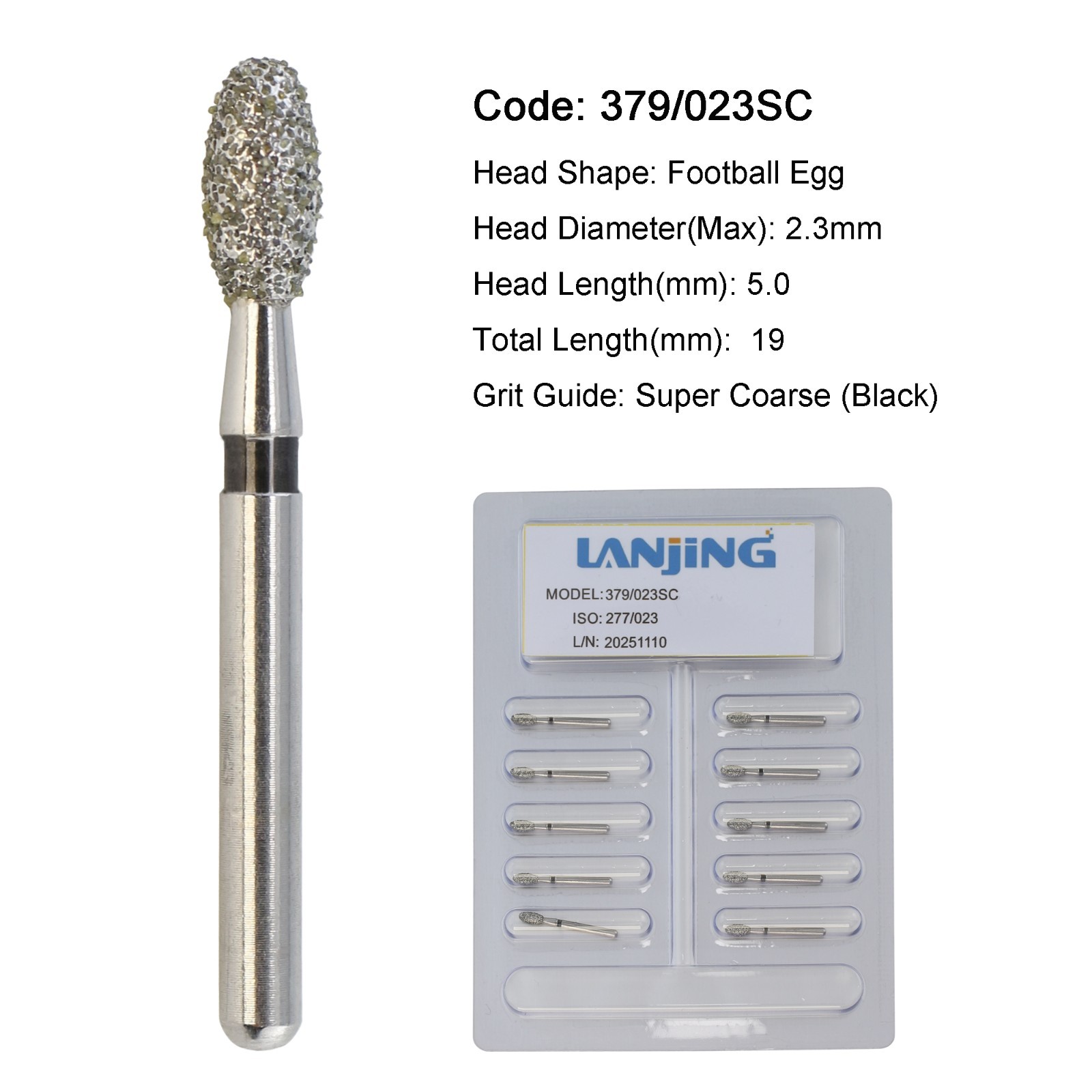 Dental Burs Diamond 330 Pear Egg Football Barrel High Speed FG 830/010 379/023