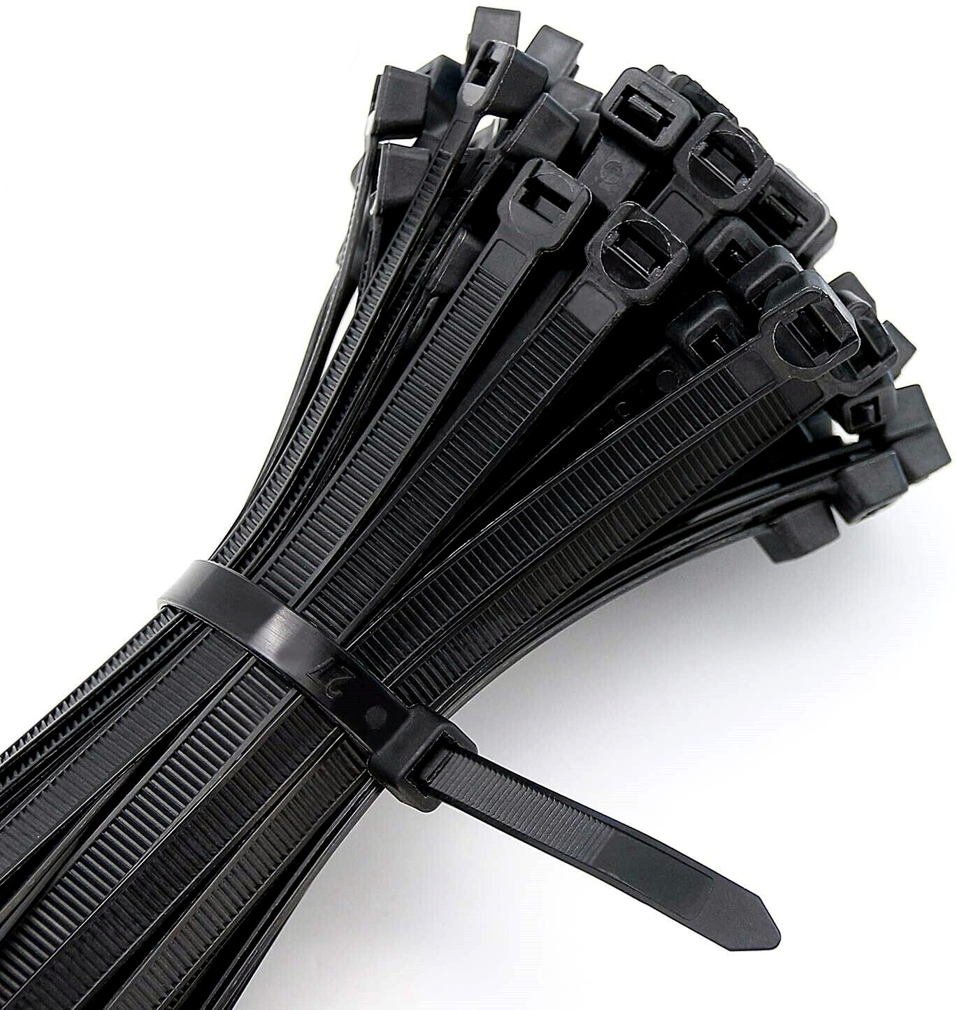 (24″ INCH) 10 – 20 PACK BLACK CABLE ZIP TIES Heavy Duty UV Resistant Nylon 66 UL