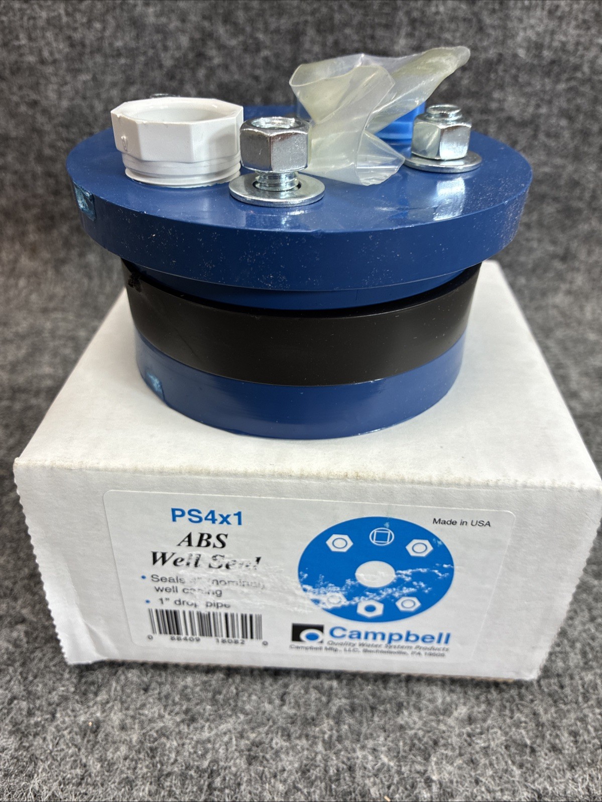 Campbell ABS Well Seal PS4X1 Seals 4″ Well Casing 1″ Drop Pipe NEW OPEN BOX