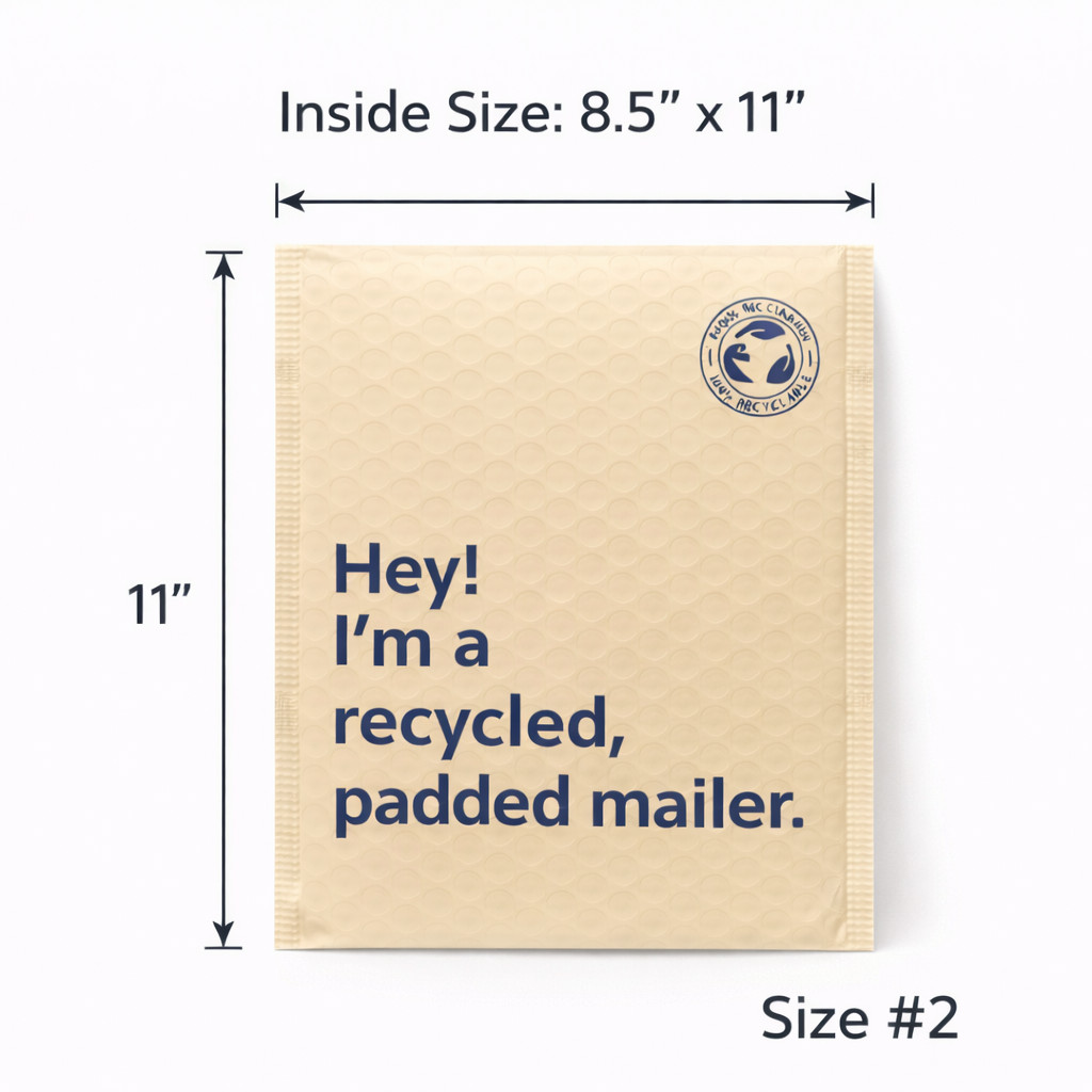 #2 Recycled Padded Bubble Mailers 8.5×11 Self Seal Eco Friendly 100 250 500