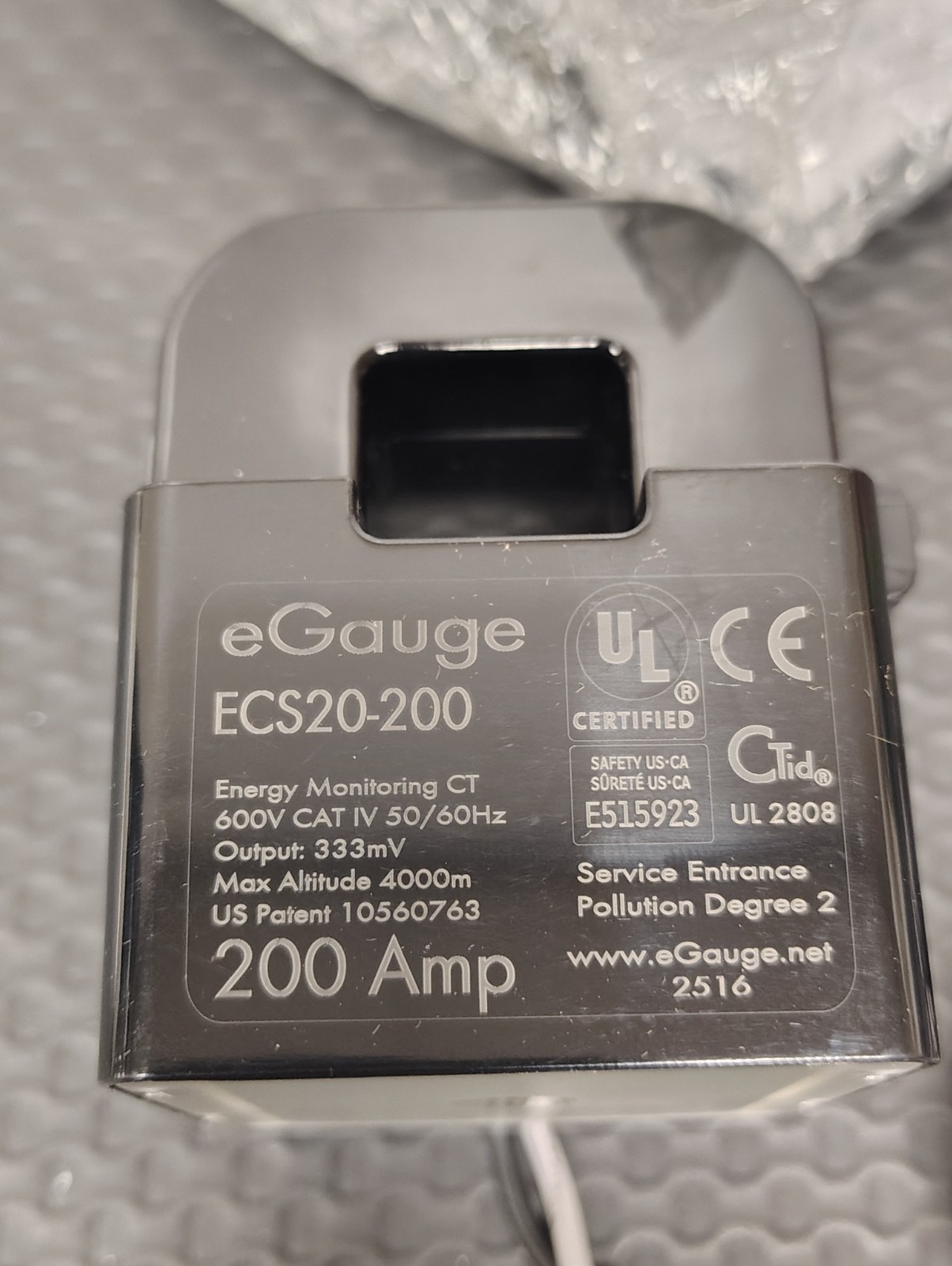 ECS20-200A 20mm AC Current Transducer by eGauge