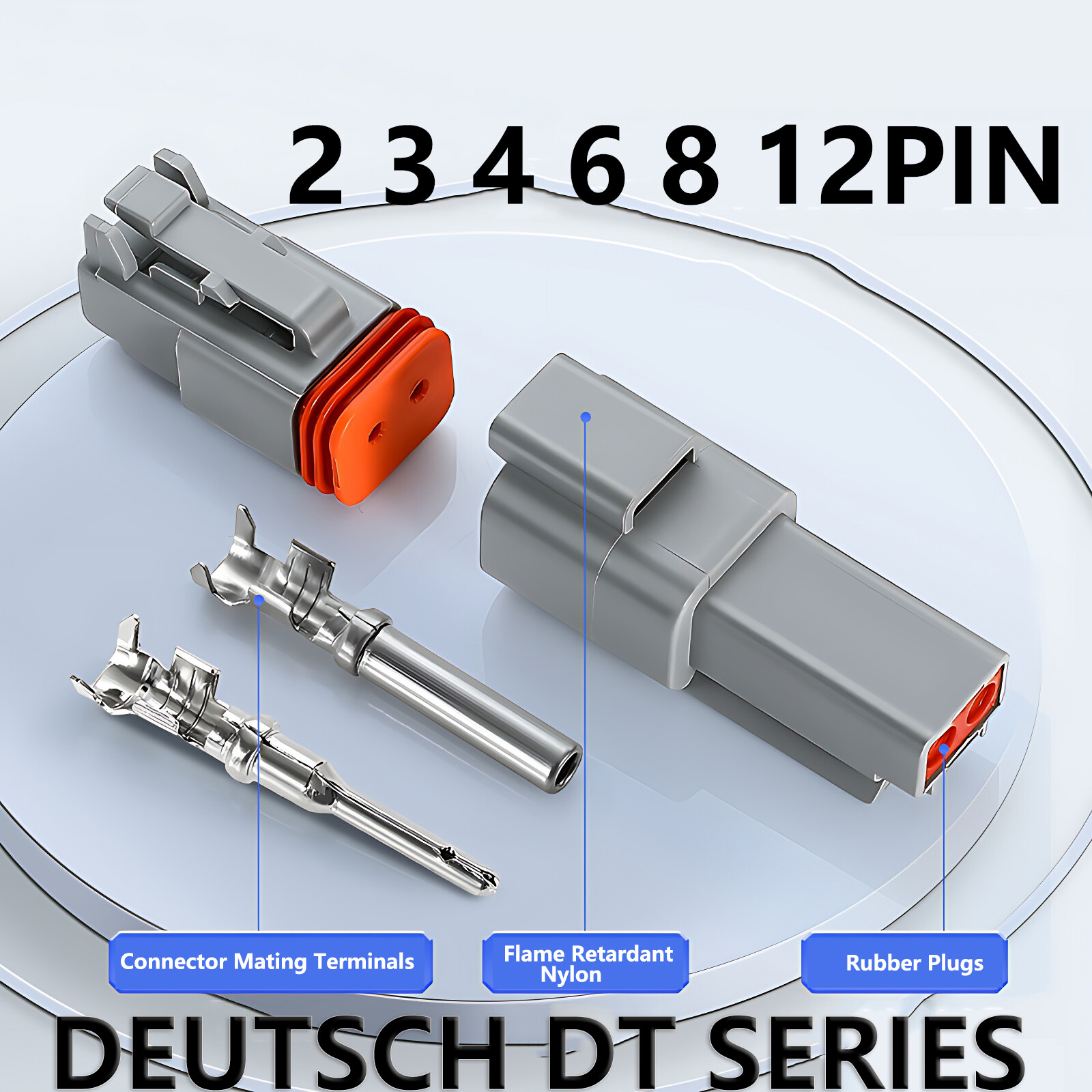 DEUTSCH DT SERIES MULTI PLUG WATERPROOF CONNECTOR 2 3 4 6 8 12PIN MALE & FEMALE