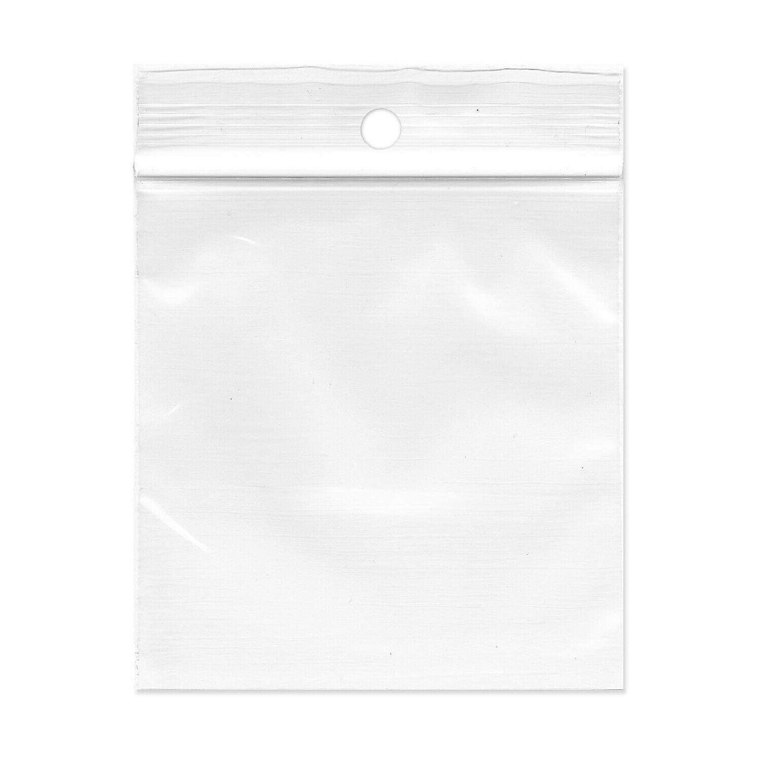1000 Clear Reclosable Plastic Poly Zipper Bags with Hang Hole 3″ x 4″ 2 Mil