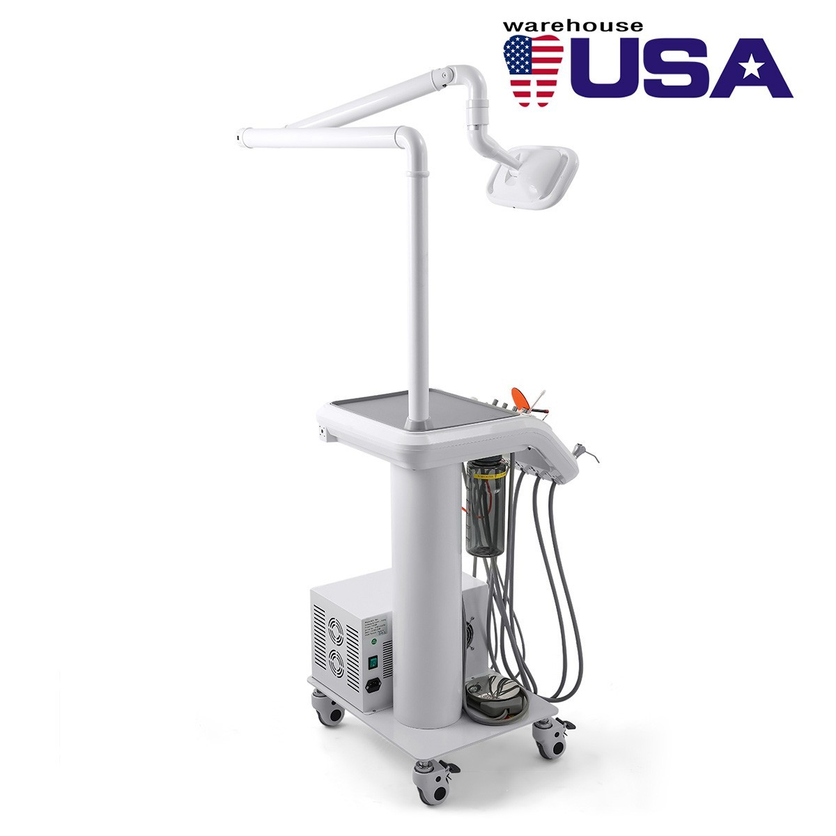 Dental Portable Delivery Unit System Air Compressor Cart /w+ Surgical Lamp Light