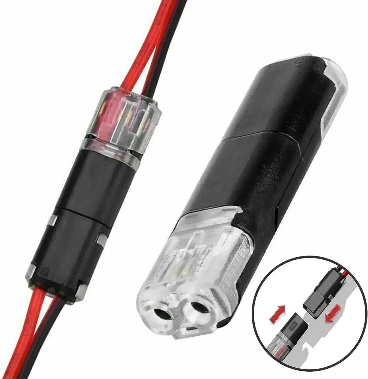 50PCS H2 2-Pin Plug-In Wire Connector Nylon Copper Quick Terminal Block – NEW