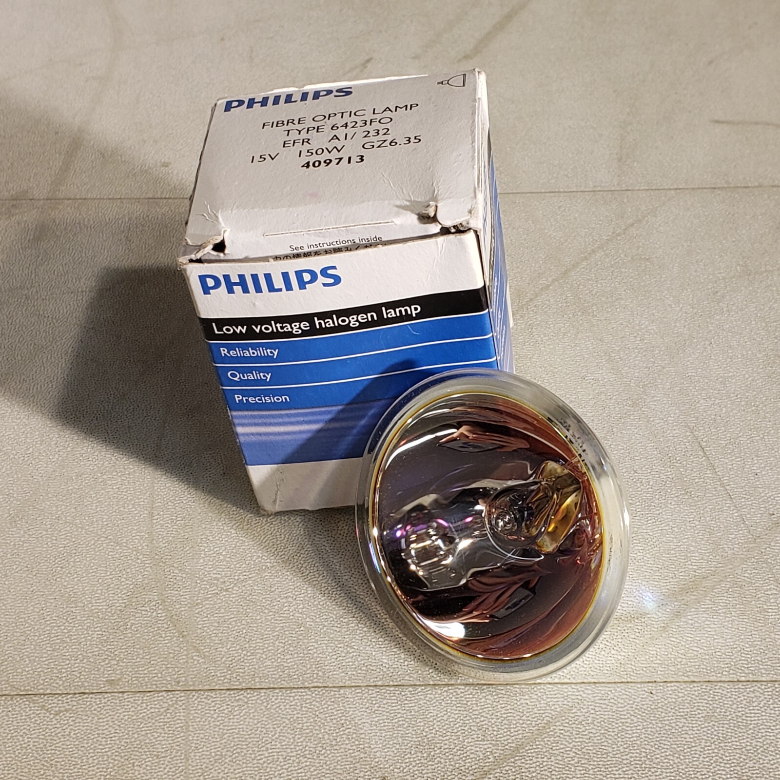 Philips 409713 Low Voltage Halogen Lamp, Fiber Optic Lamp Type 6423FO, 15V 150W