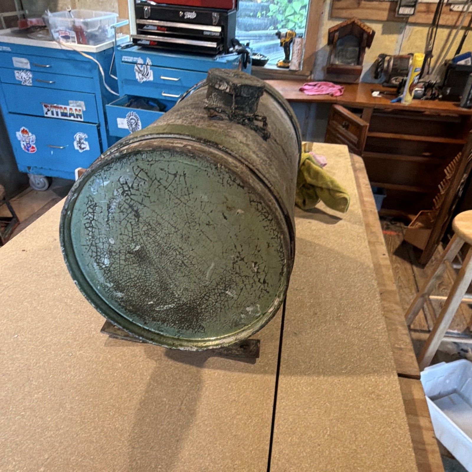 Vintage Industrial Fuel Tank With Filter 2.5 Gallon