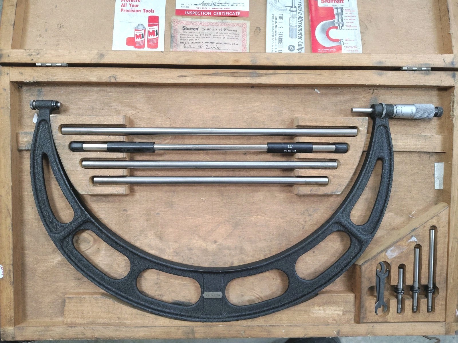 Starrett No.224 Set D 12”-16″ Outside Micrometer Complete Set In Good Condition