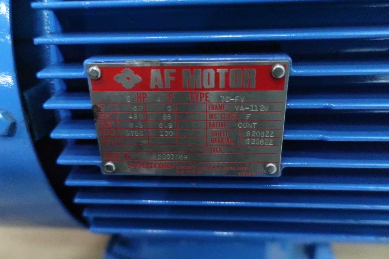 Sumitomo Sm-cyclo CVFM5-6185DB-AV-B-195 Gearmotor 9rpm 5hp 480v-ac 3ph