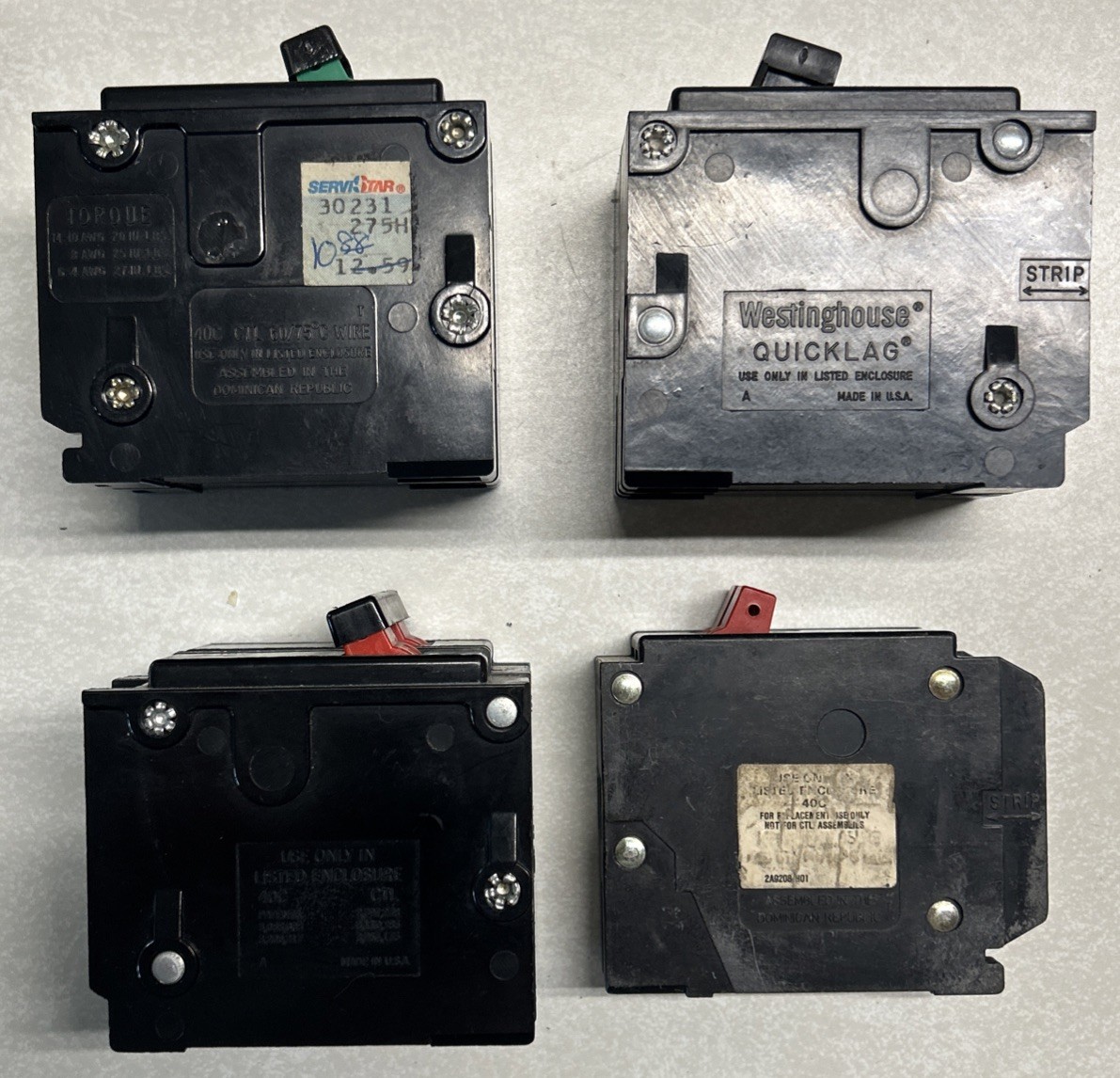 Bryant Westinghouse BR 220/BR 230/BR 240/BR 2020 Circuit Breaker Lot Of 4