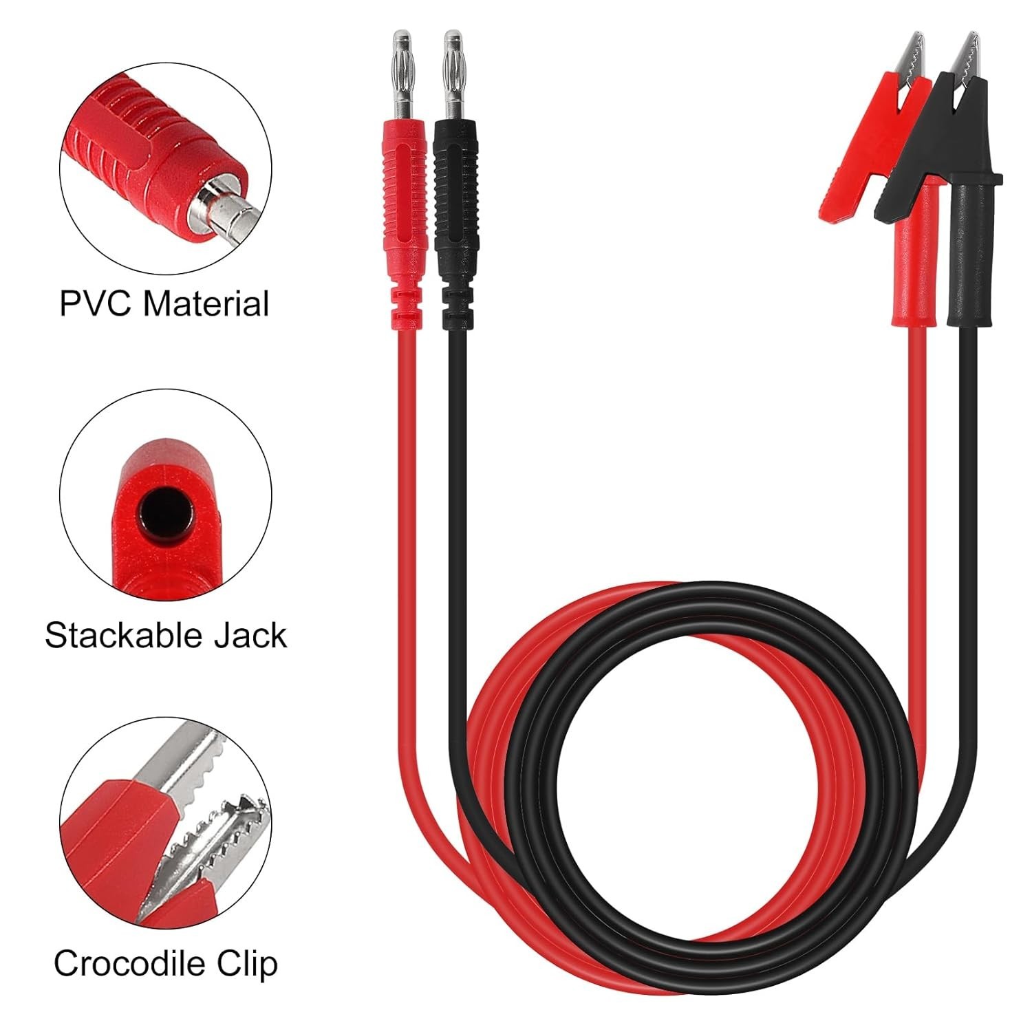 8PCS 4mm Banana Plug to Alligator Clip Lead Wire Cable Set 14AWG for Multime…