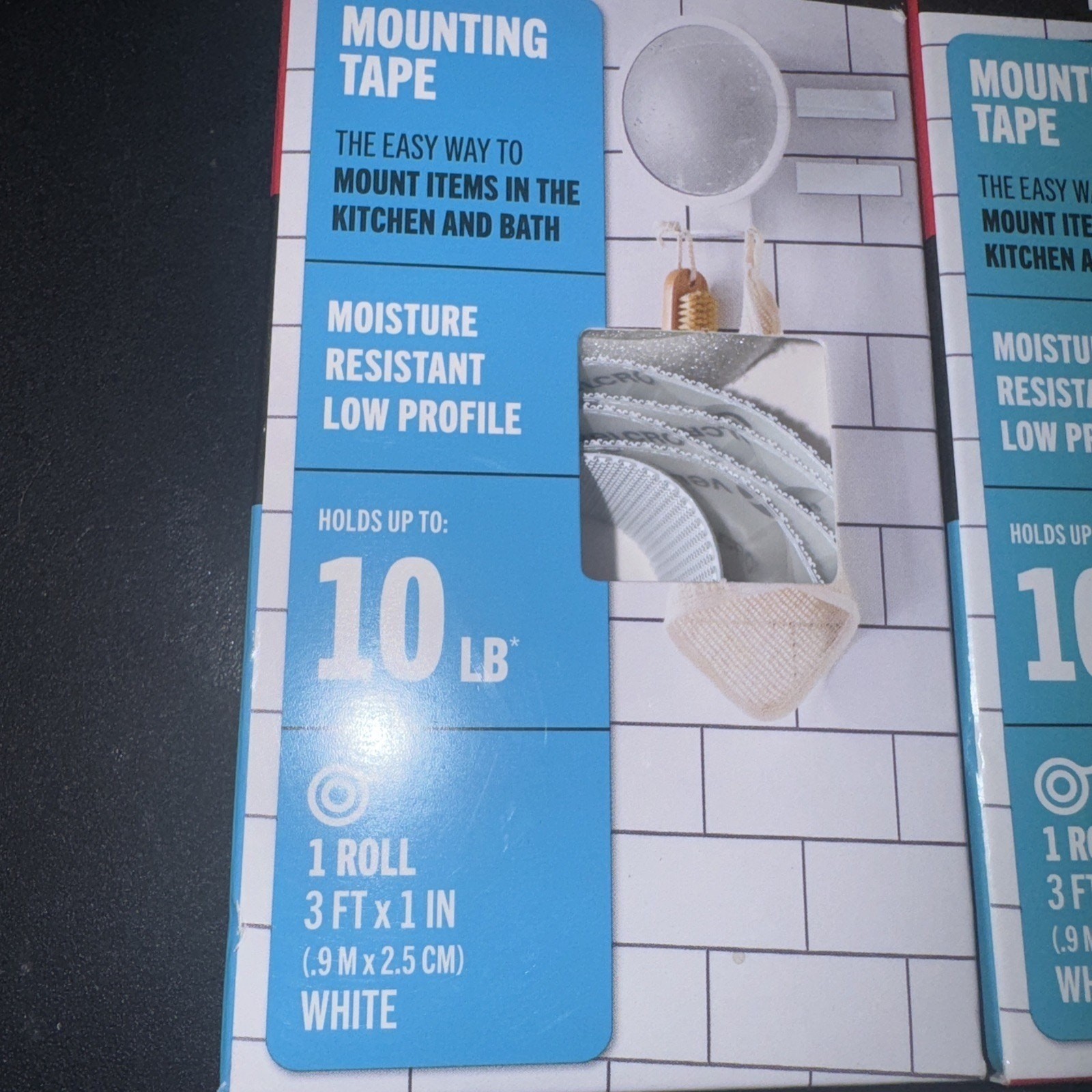 2X VELCRO Kitchen & Bath Mounting Tape Smooth Surface Up to 10 lb 3′ x 1″