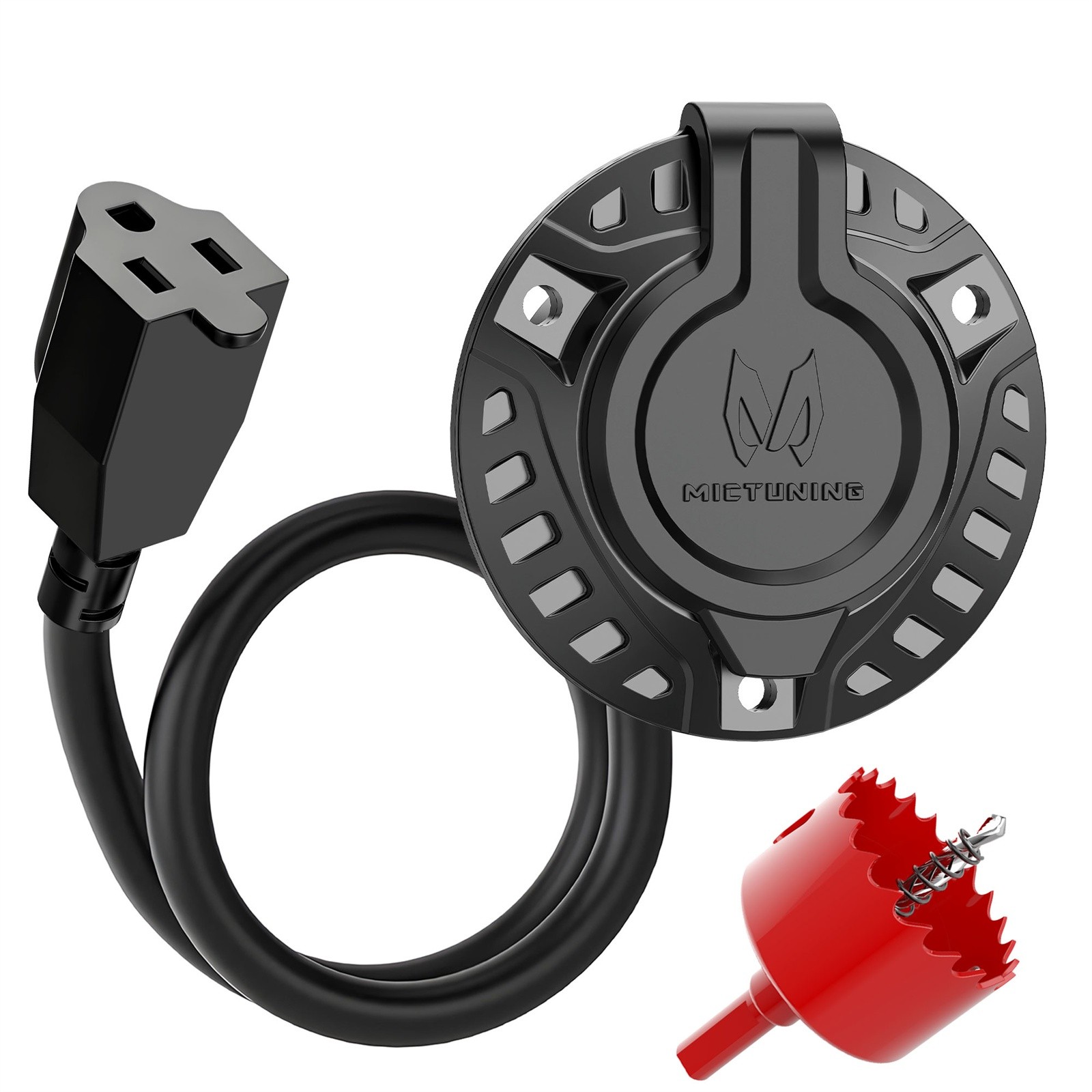 18″ 15A 125V AC Port Plug, Round RV Shore Power Inlet Socket Receptacle Hole Saw