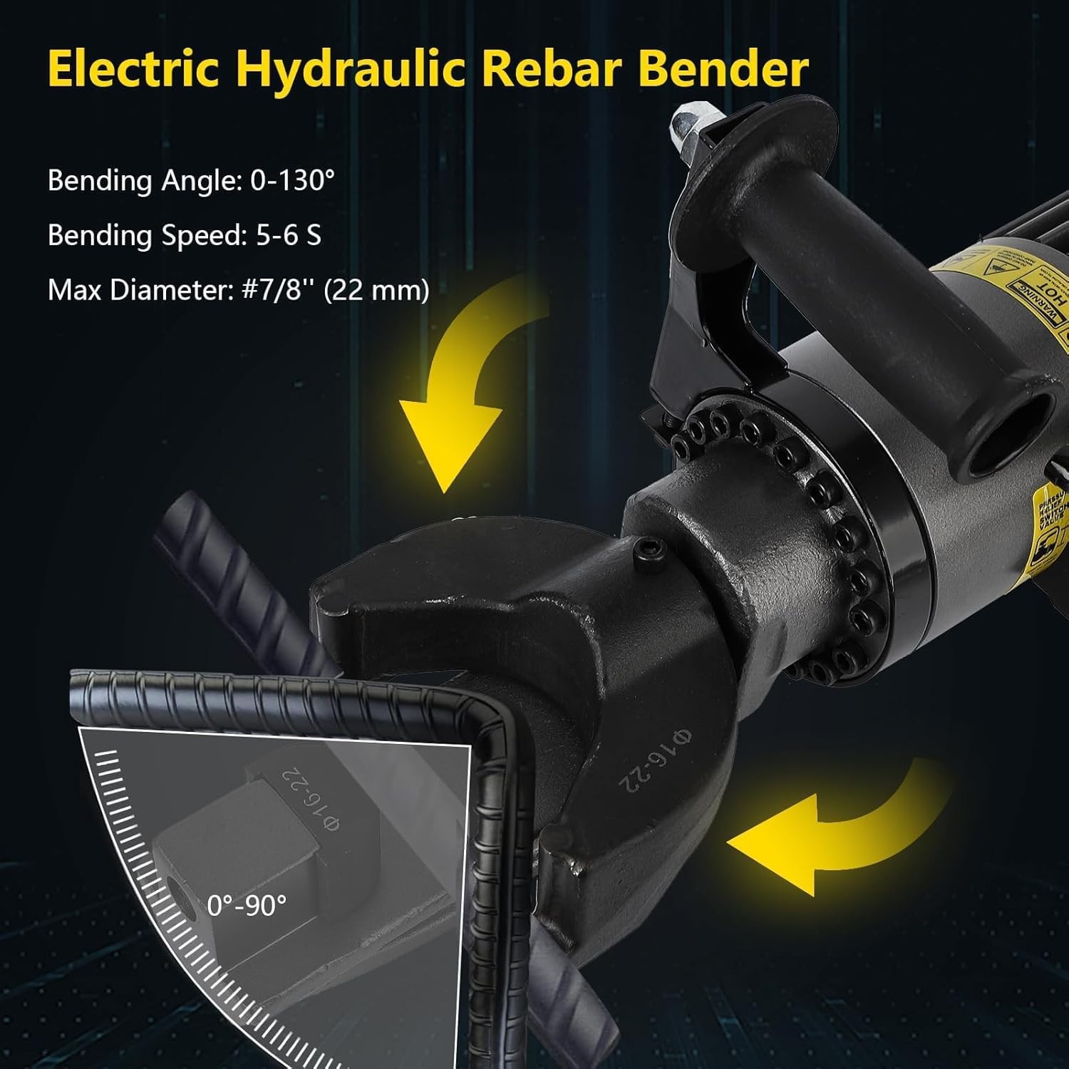 RB-22 with Electric Hydraulic Rebar Bender 1200W Power 7/8 Inch #7 22mm Capacity