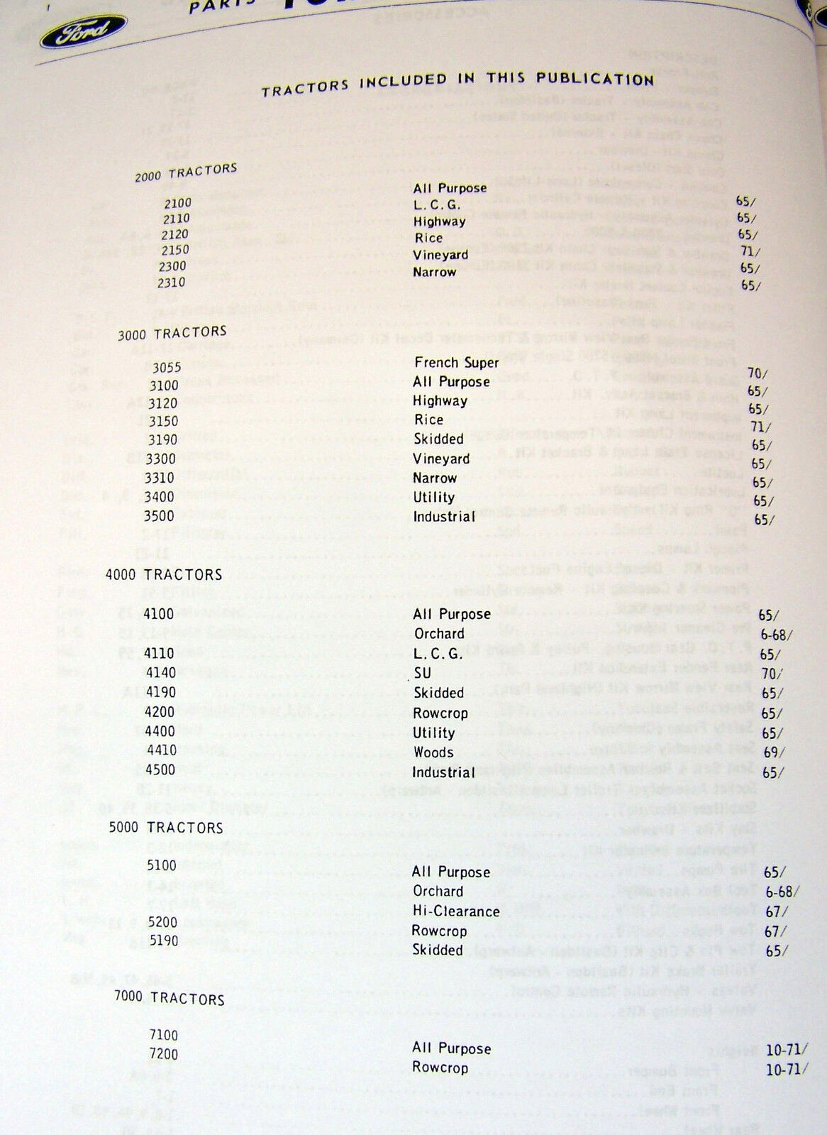 Ford 2000 3000 4000 5000 7000 Series Tractor Parts Manual Catalog