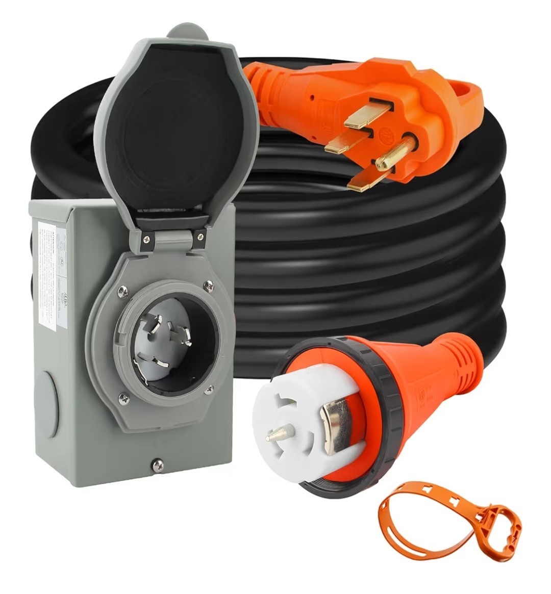 50 Amp Generator Cord and Power Inlet Box 15 Feet RV Extension Cord (bn)