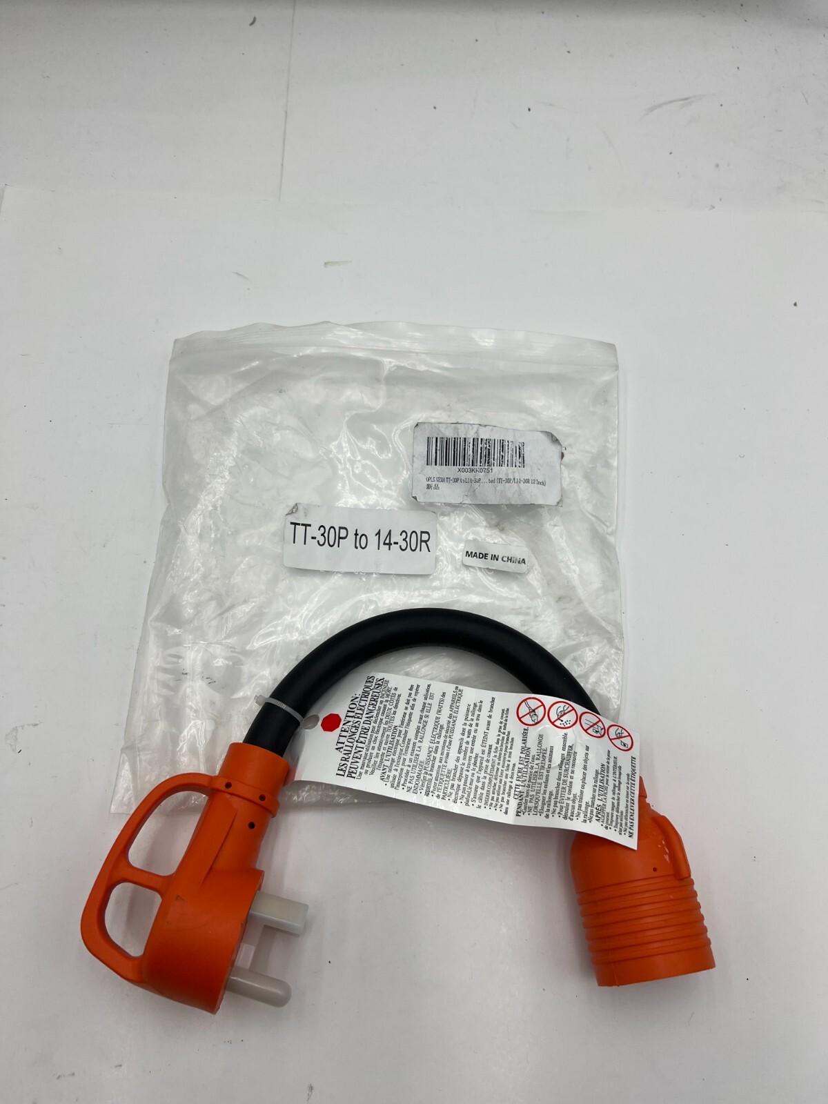 OPL5 NEMA TT-30P to L14-30R Female Generator Transfer Switch Adapter Cord 12 In