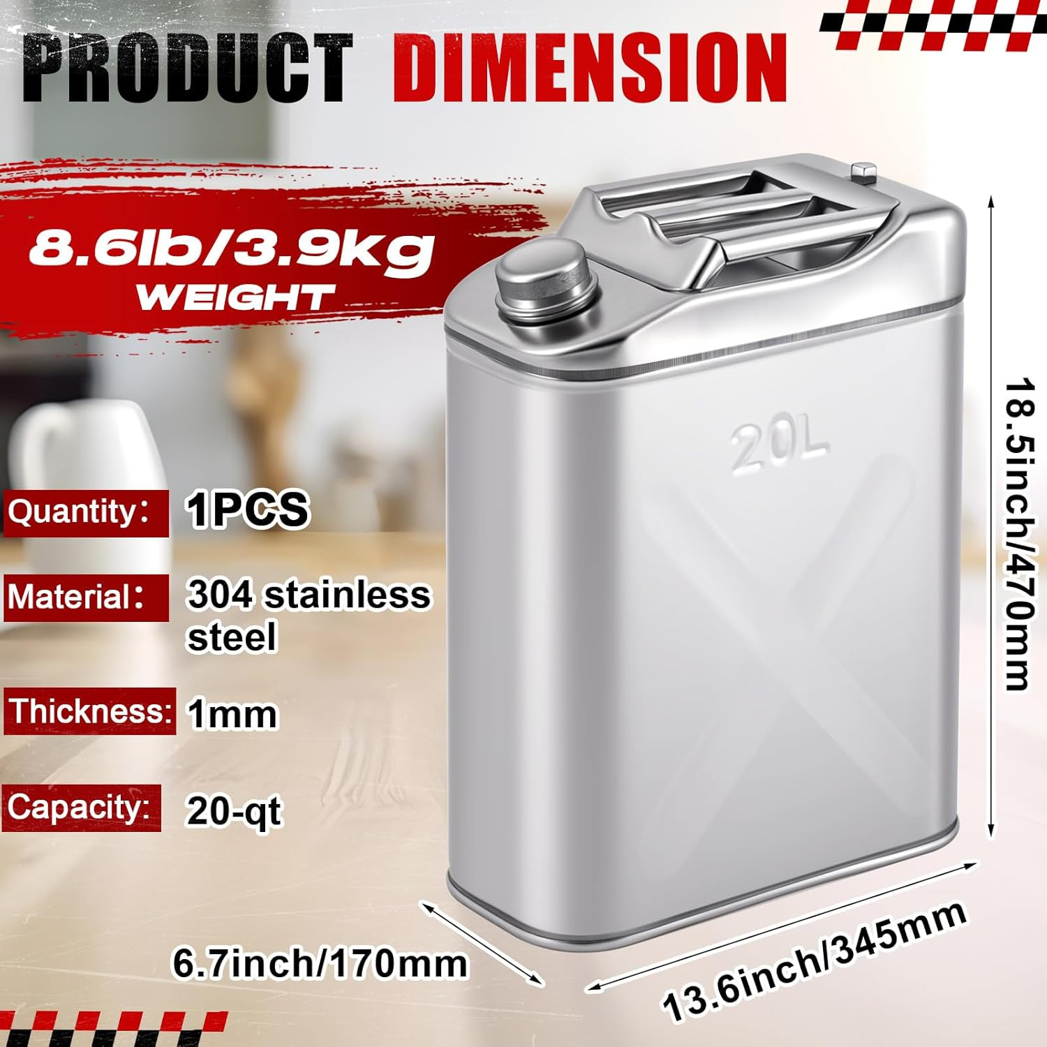 1 Pcs 5 Gallon Stainless Cooking Oil Storage Can Commercial 304 Food Safety