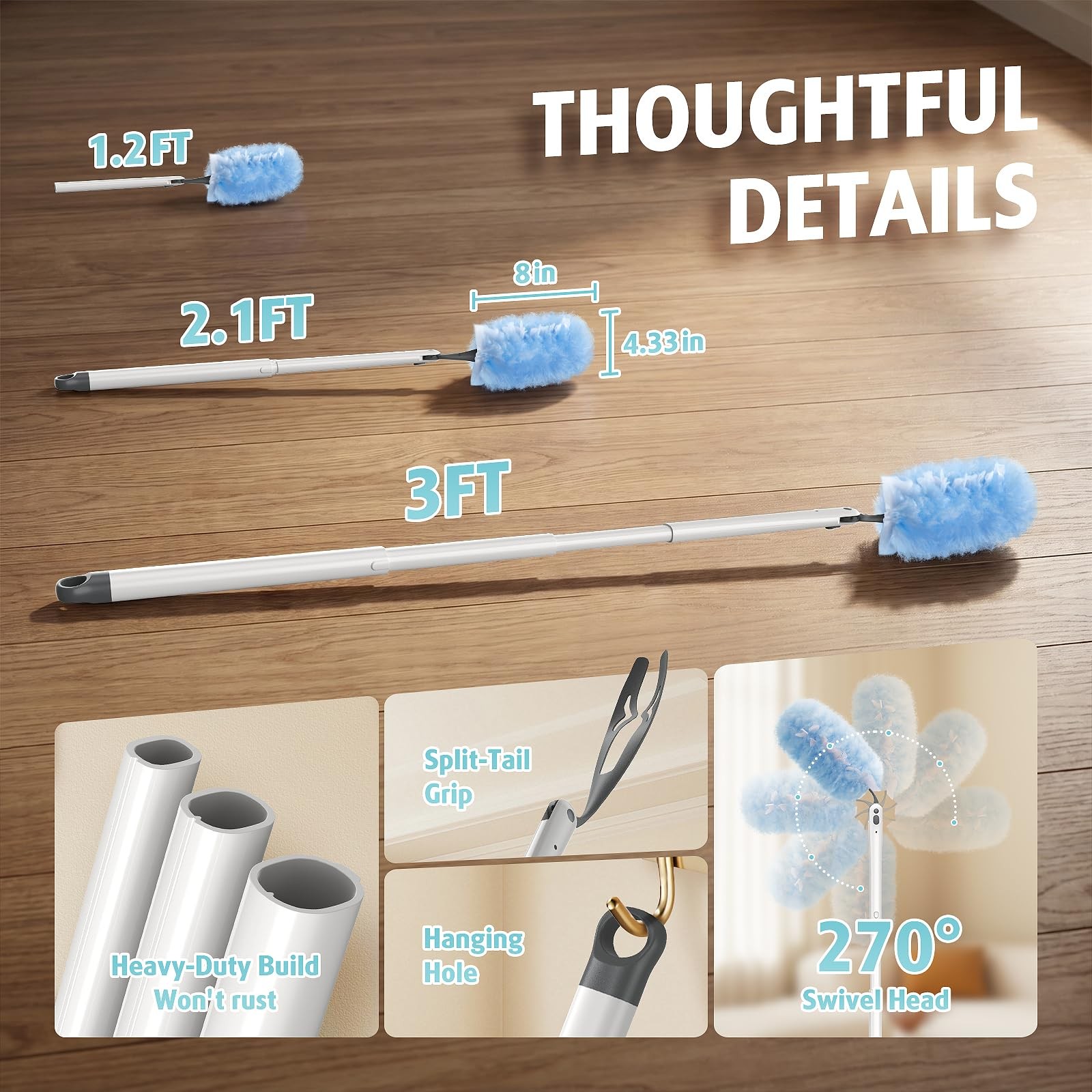 30 Count Duster Kit Refills 1*3 ft Extendable+30 Count, 30 Count+ 1 Handle