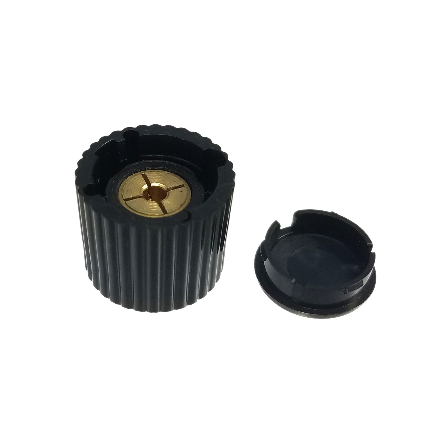 1/8″ Shaft Black Tapered Knob Plastic Cap Brass Collet
