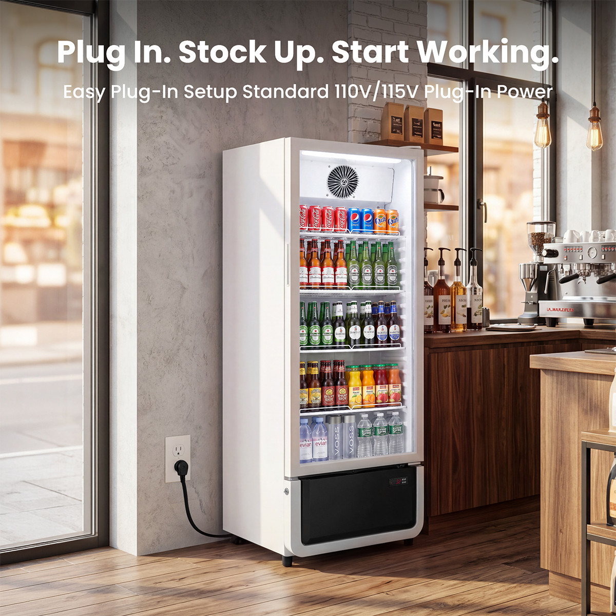 Yeego 8.37 Cu.ft Commercial Display Refrigerator Beverage Upright Cooler White