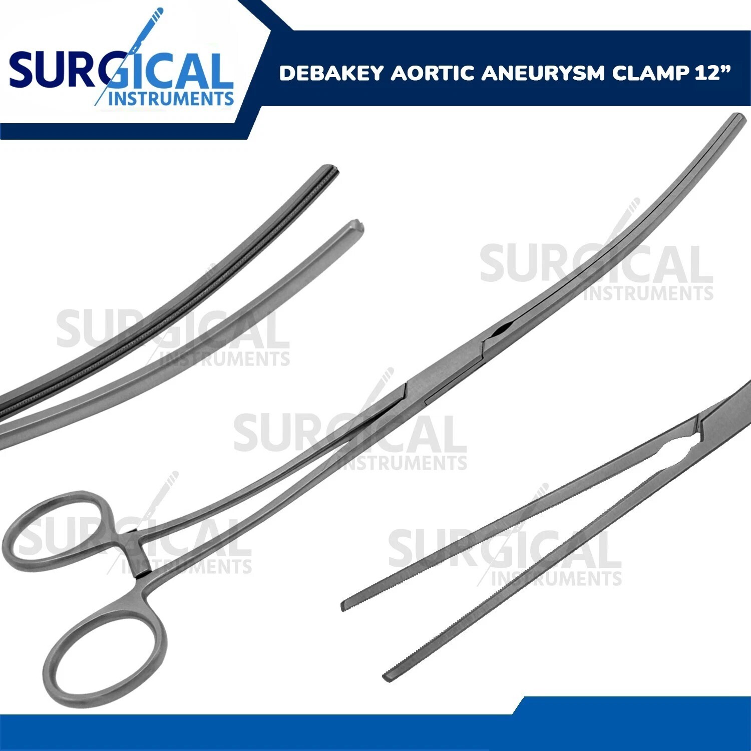 DeBakey Atraumatic Aortic Aneurysm Clamp 12″ Vascular Instrument German Grade