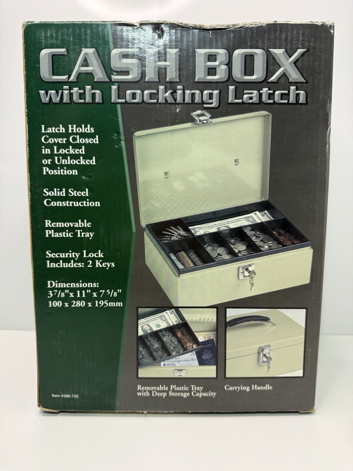 NEW Steel Cash Box w/ Lock & 2 Keys – Money Safe Coin Tray Organizer