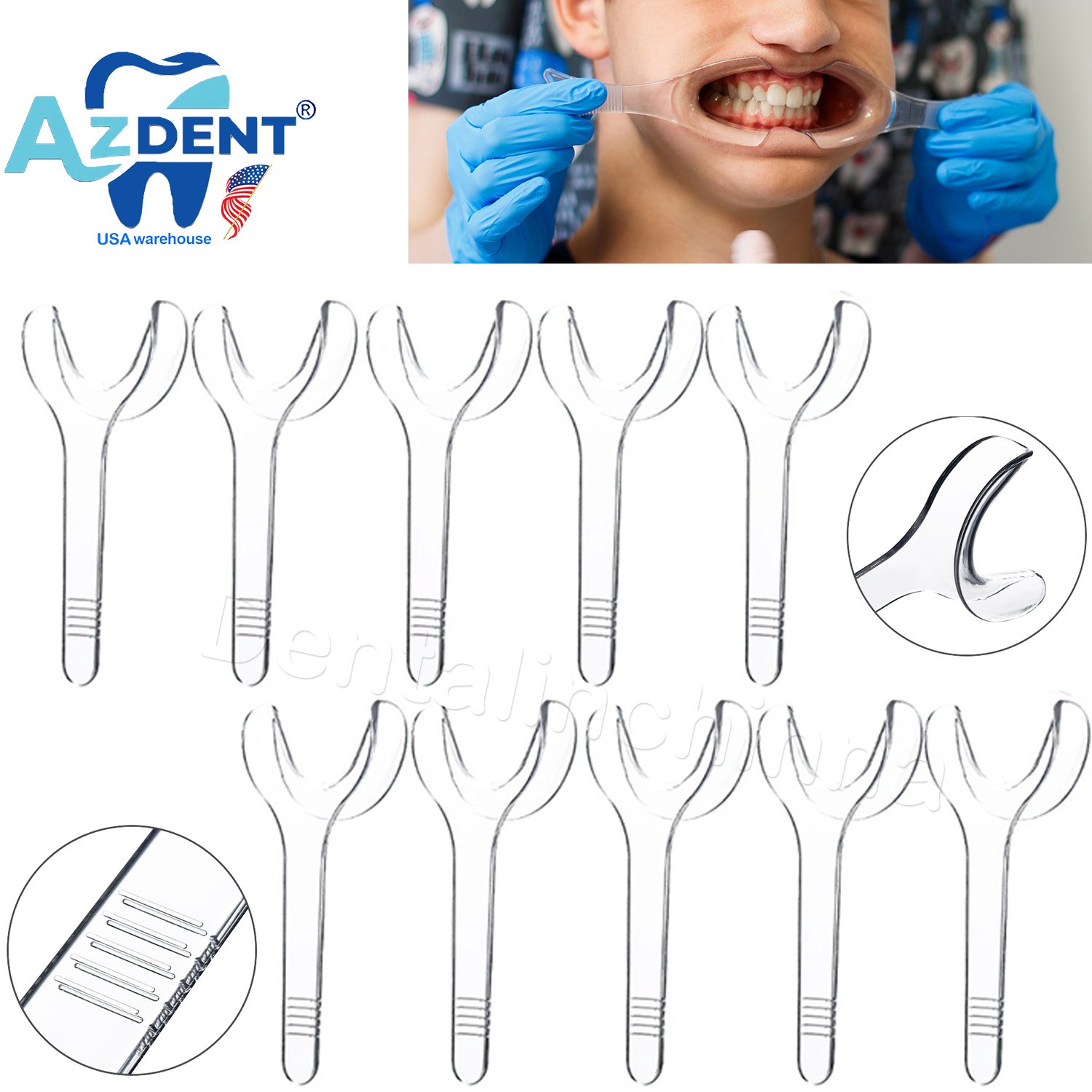 10pcs/pk Dental Intraoral Cheek Lip Retractor Mouth Opener T-shape Autoclavable