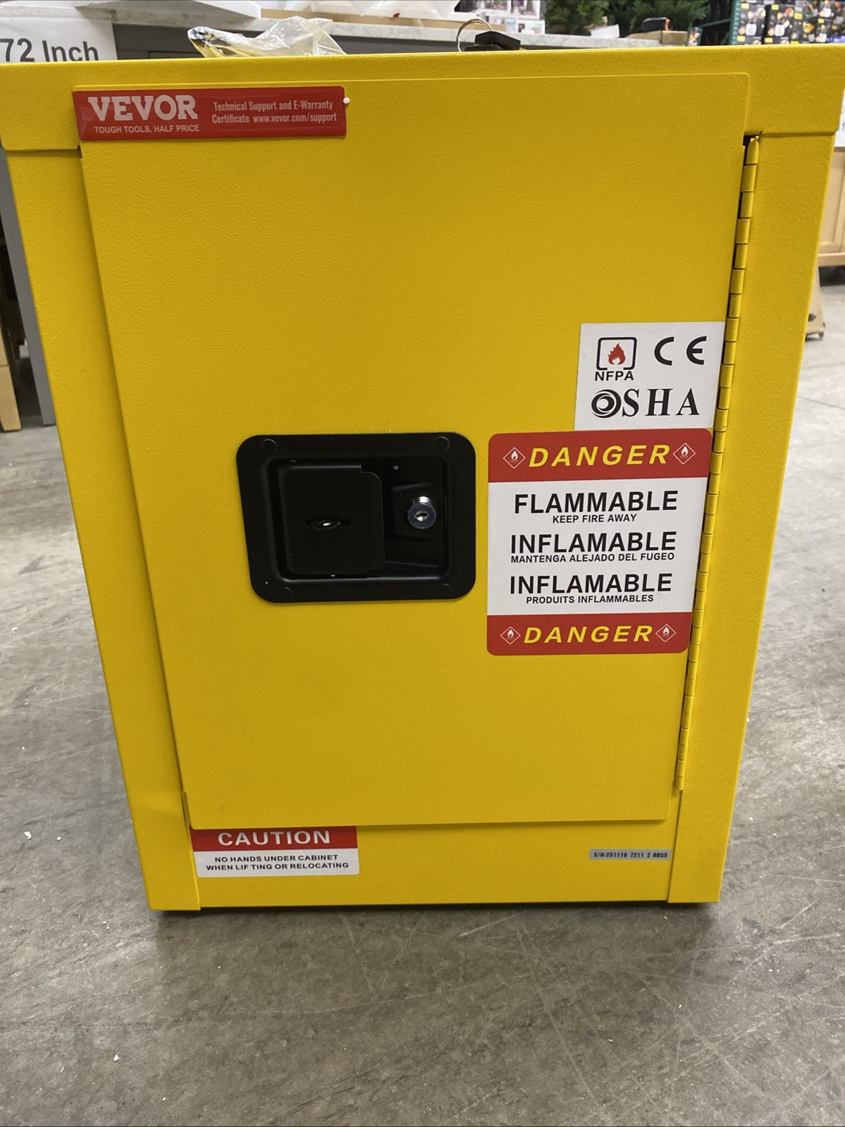 VEVOR 12-Gal Flammable Safety Cabinet SS-559 Yellow Fireproof Storage
