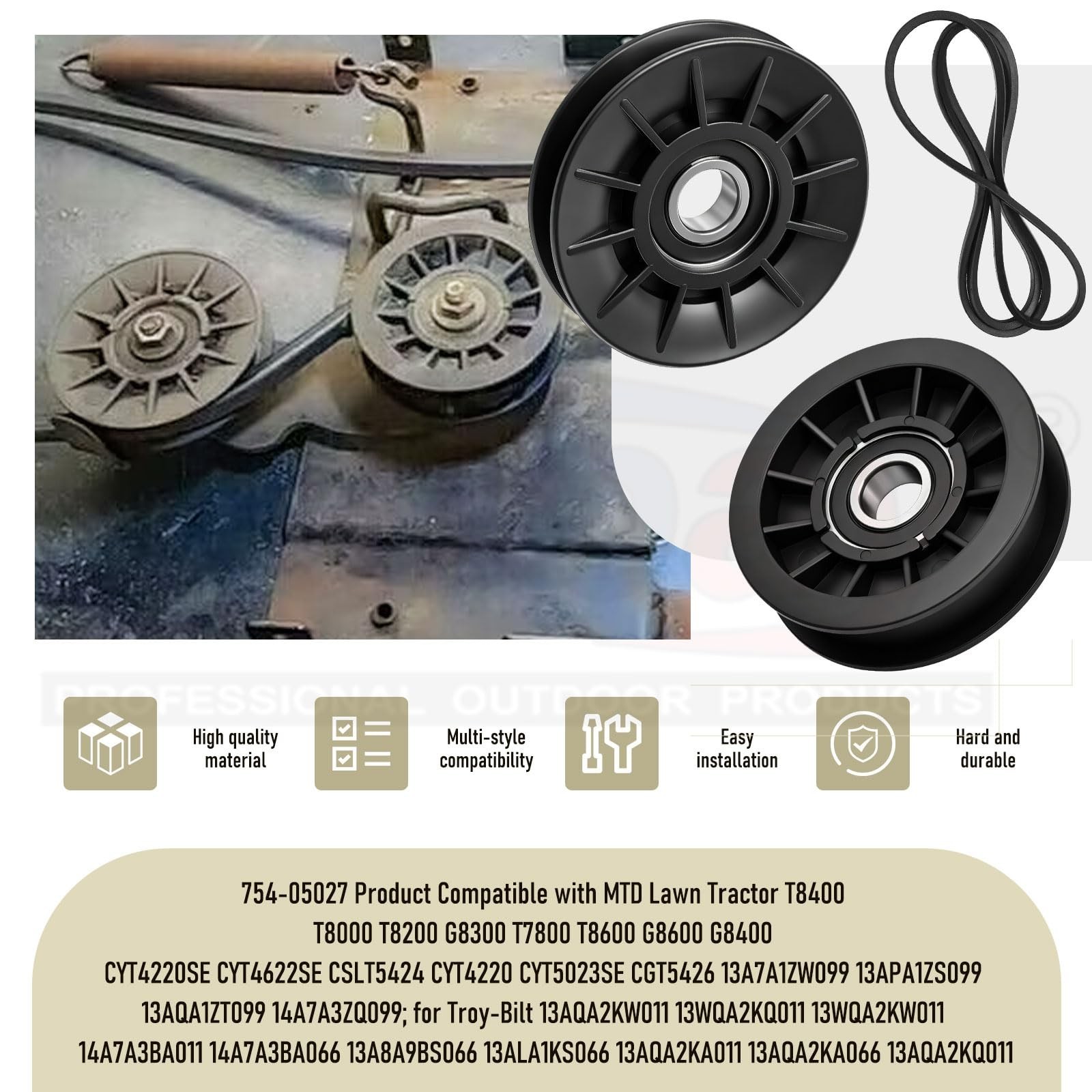 Tractor Belt and Idler Pulley Set Compatible with Cub Cadet XT1 XT2 ZT1 ZT2 NEW