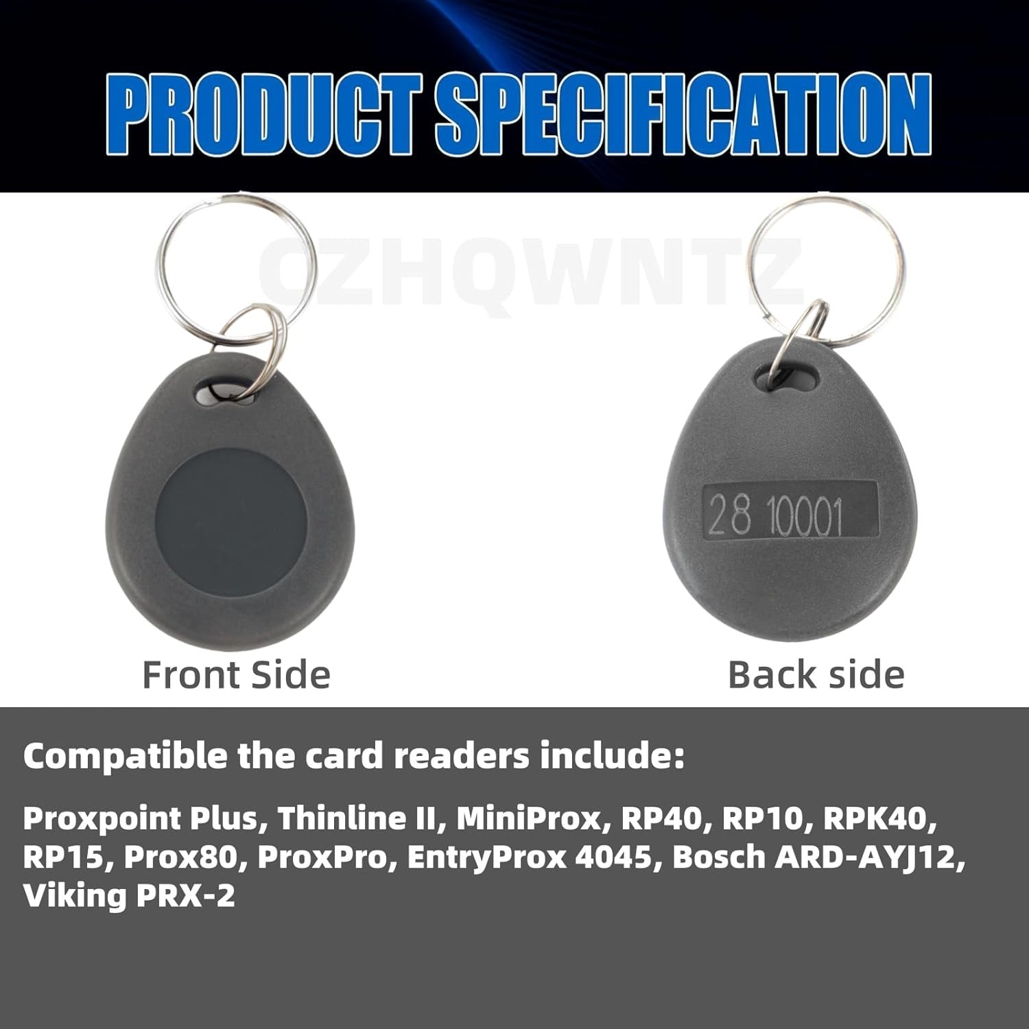 100 pcs Proximity Key Fobs 26 Bit AuthorizID Weigand Prox Keyfobs Keytags Token
