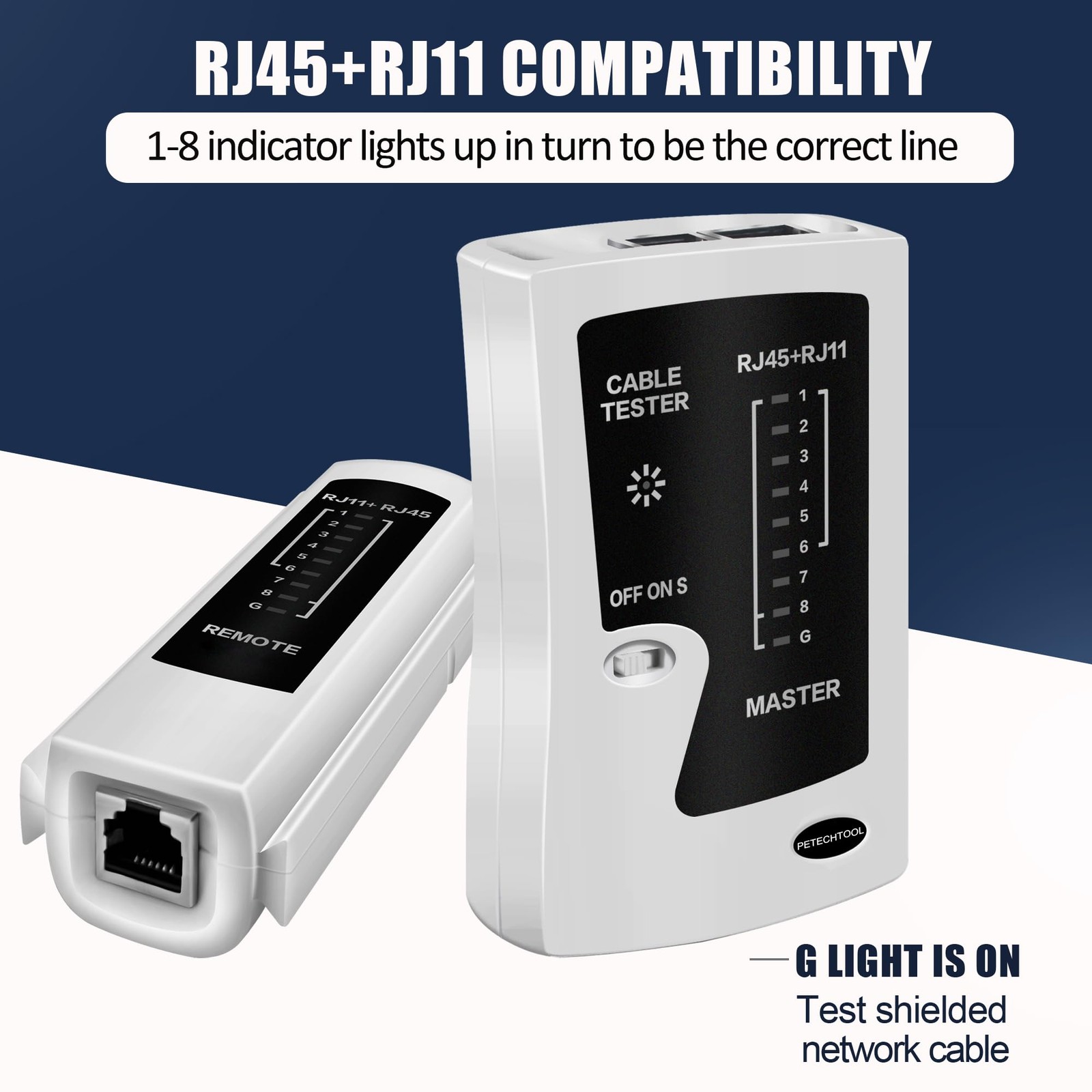Network Ethernet Cable Tester for LAN RJ45 Cat5 Cat5e Cat6 Cat6a Cat7 Black