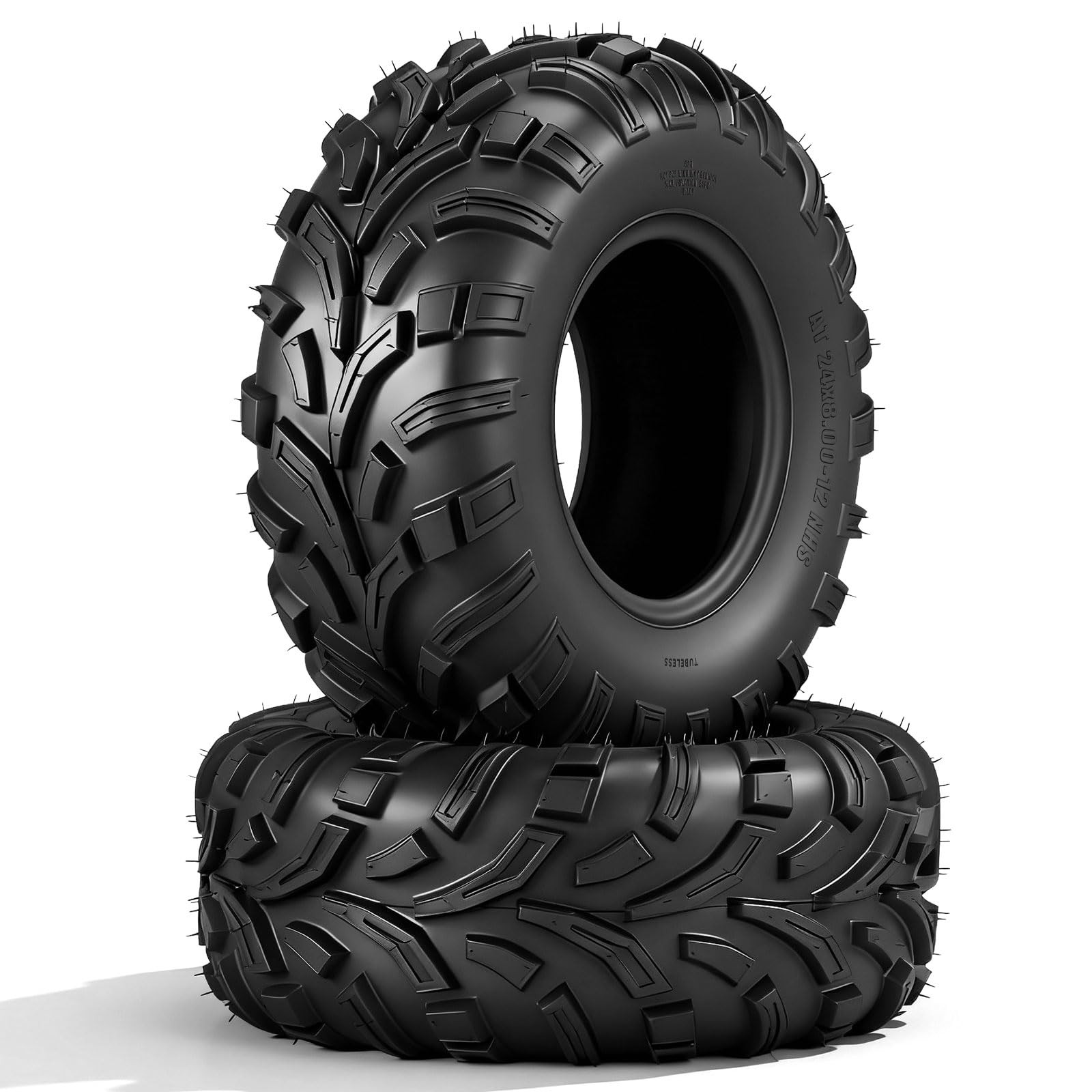 24×8-12 ATV UTV Tires 6 PR All-Terrain for Sand Mud Trail Tubeless Pack of 2