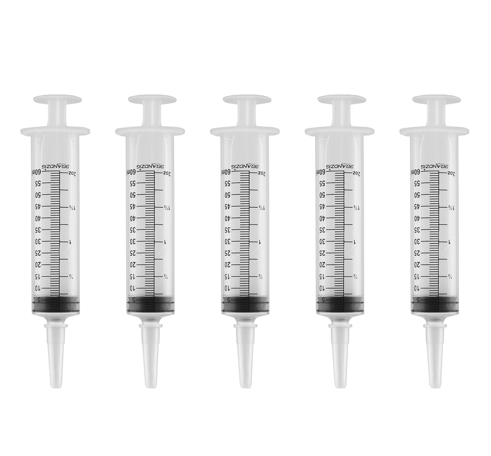 60ml Catheter Tip Syringe with Cover 5 Pieces by Brandzig 5 Count (Pack of 1)
