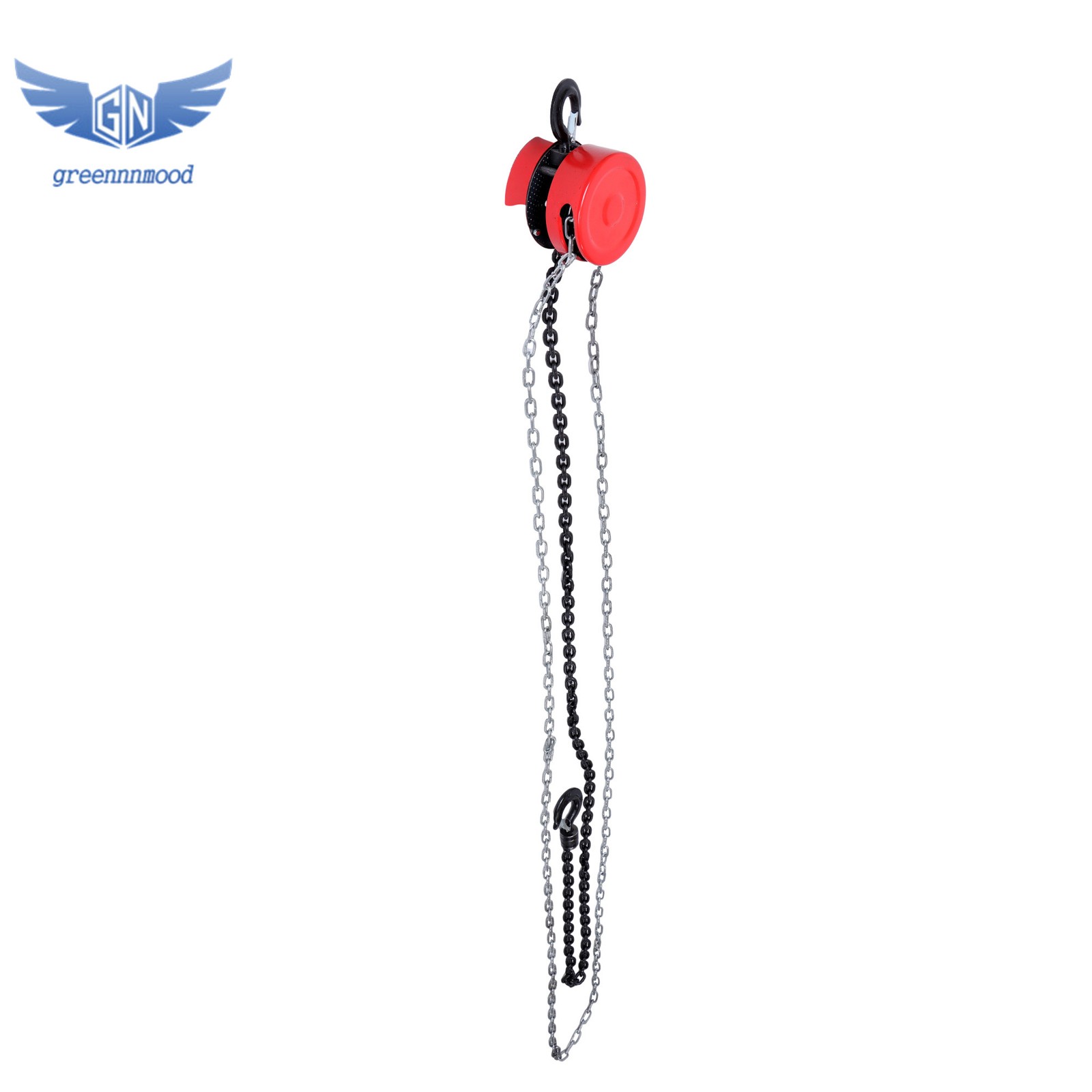 Manual Chain Hoist | 1 Ton / 2200 lbs Capacity | 8ft / 2.5m Lift | 2 Hooks Red