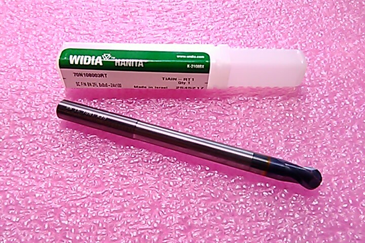 WIDIA HANITA Ball Nose End Mill 8.00mm, Carbide 2-Flute 8x8x8-24×100 70N108003RT