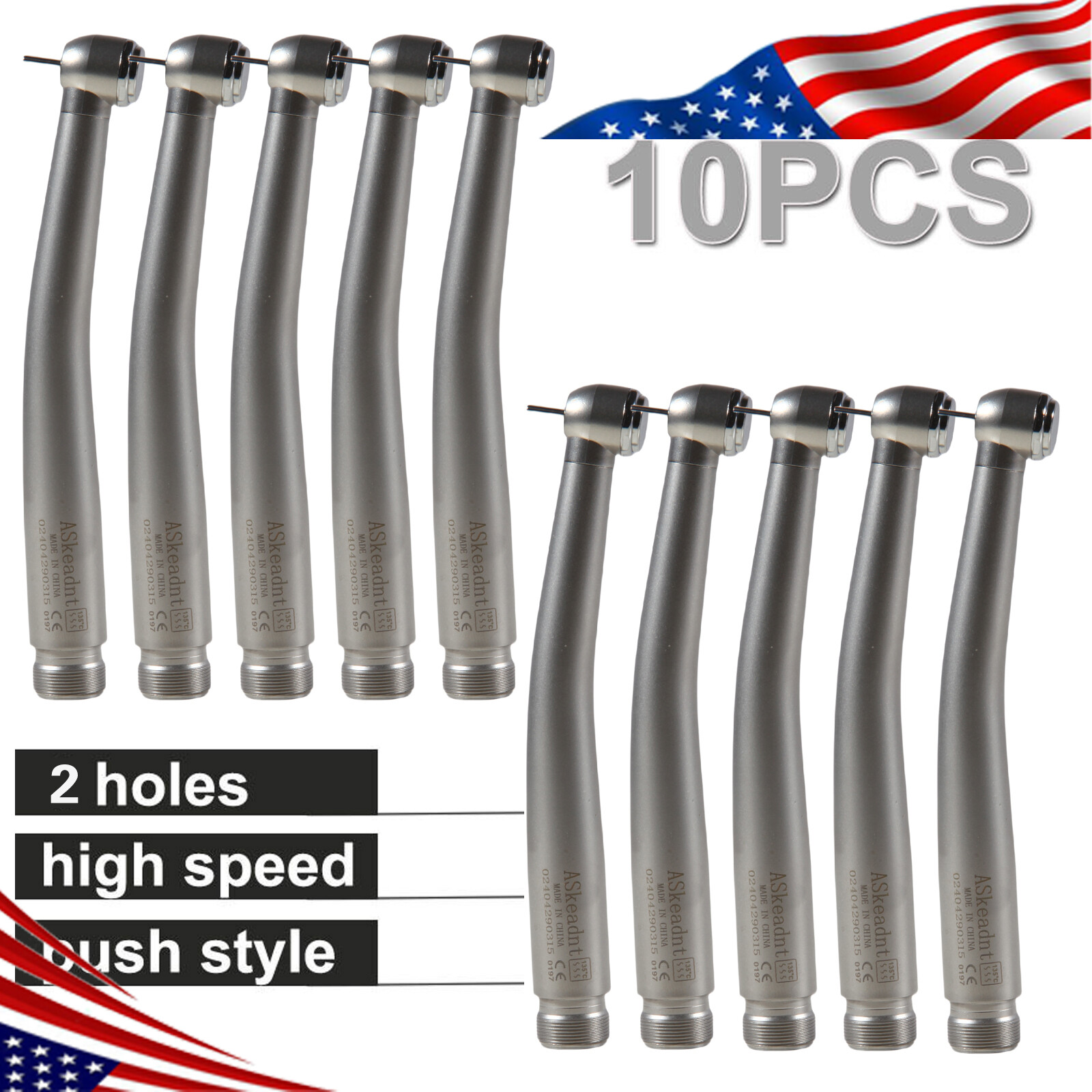 10 NSK PANA MAX Style Dental High Speed Handpiece Turbine 2 Holes Borden