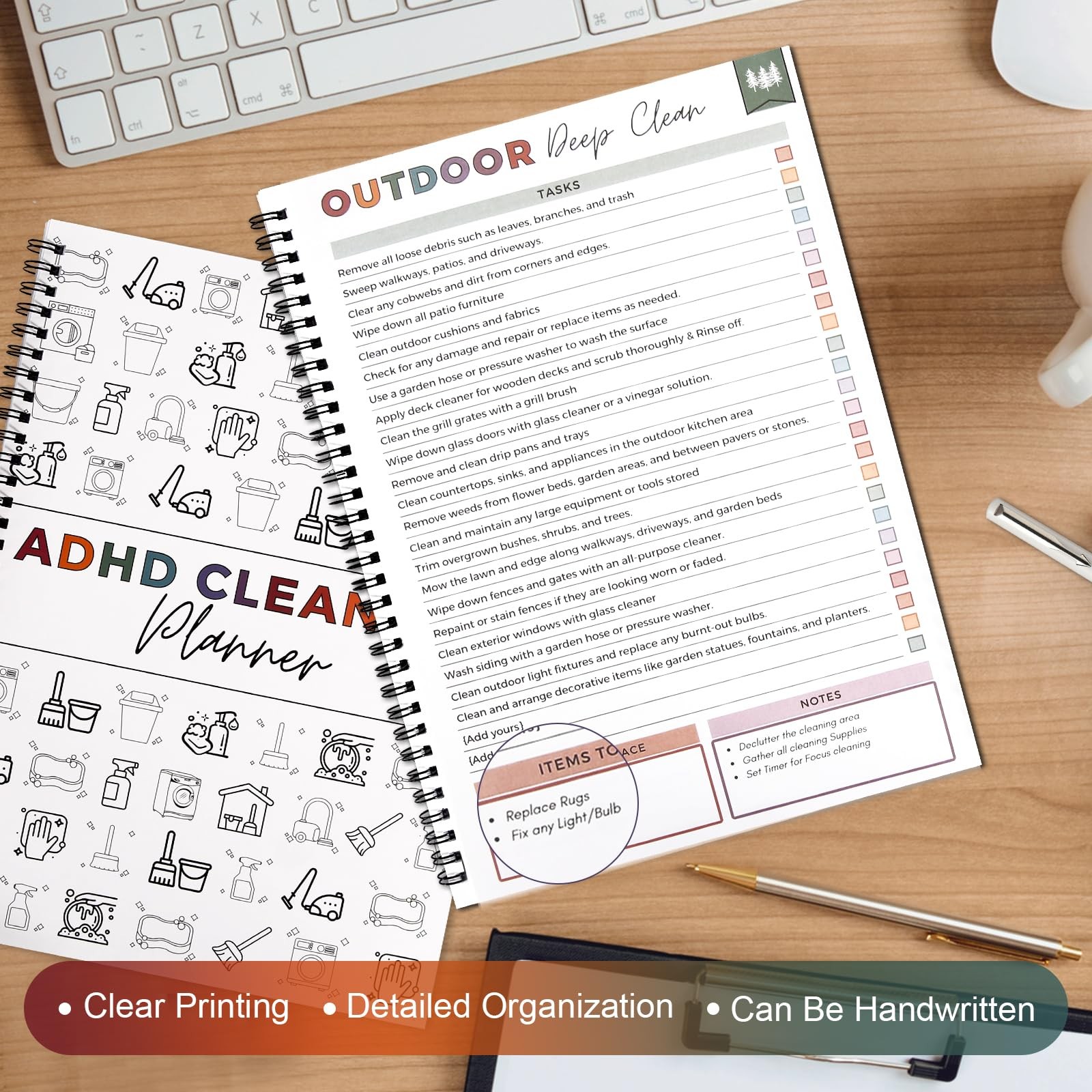 Fasbet 2Pcs Adhd Cleaning Planner For Adults Women Teens Adhd Cleaning And