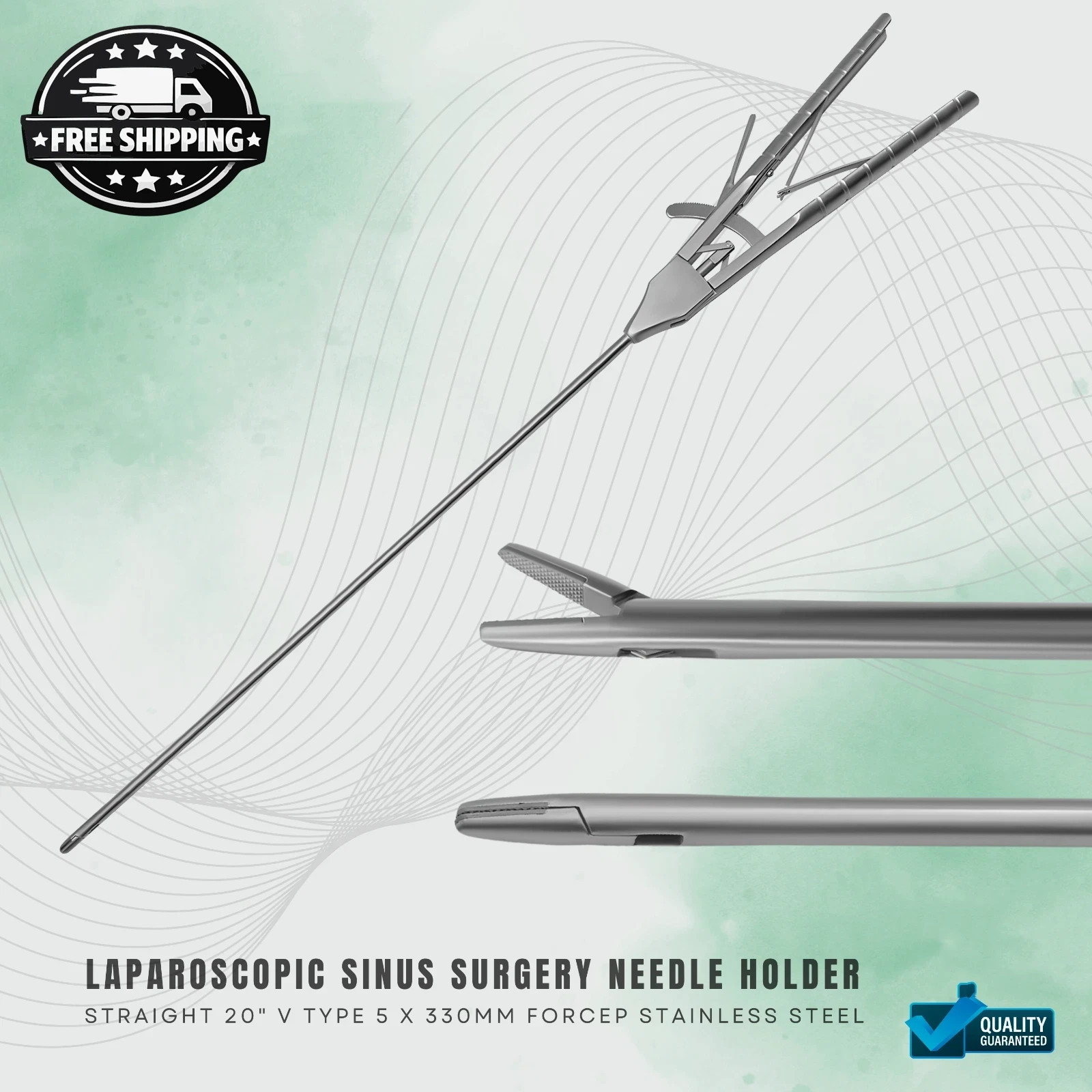 Laparoscopy Surgery Needle Holder 5X 330mm Forceps Curved 20’V Type laproscopic