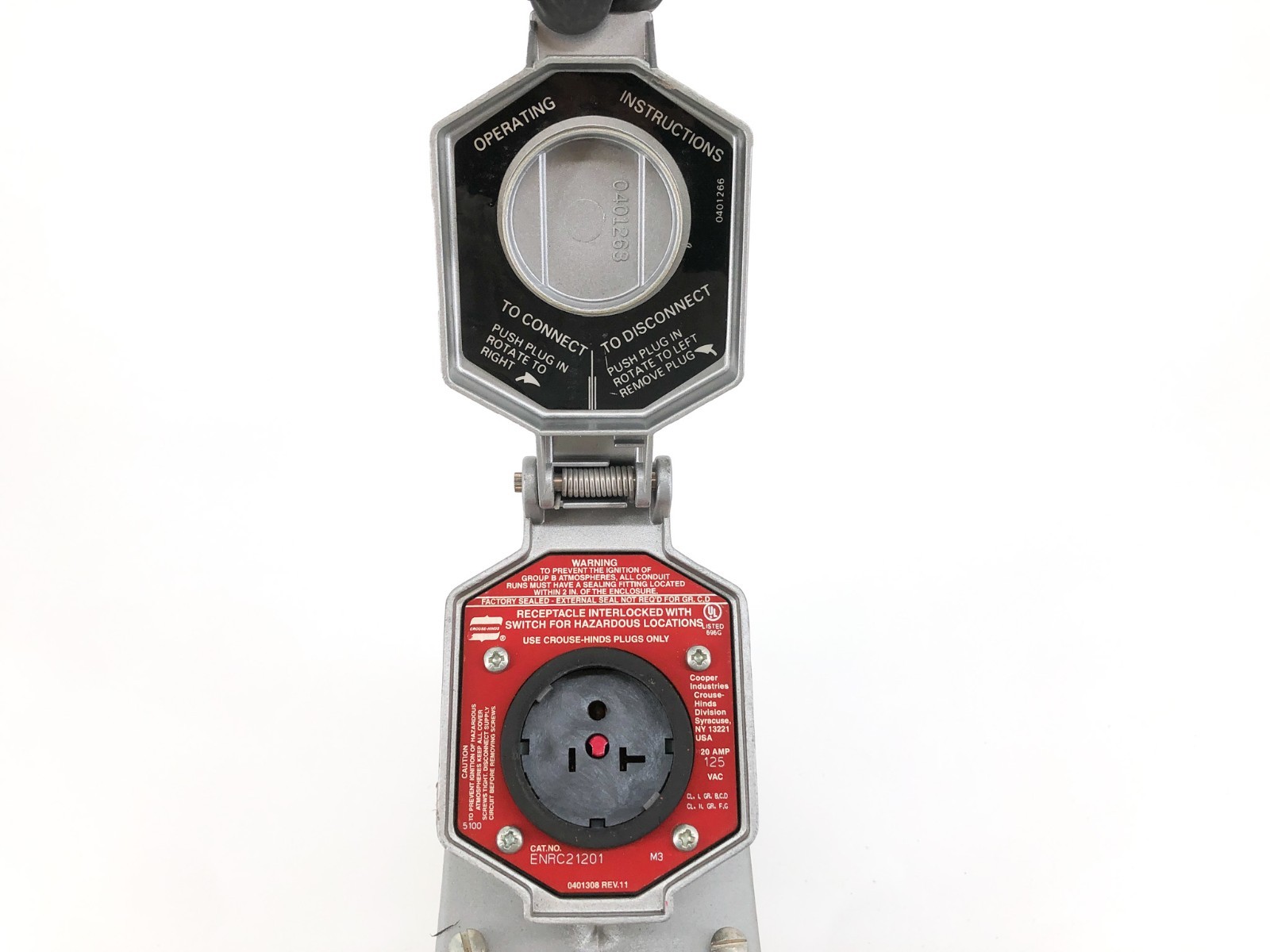 New Crouse Hinds ENRC21201 Explosion Proof Receptacle 20A 125VAC – No Box