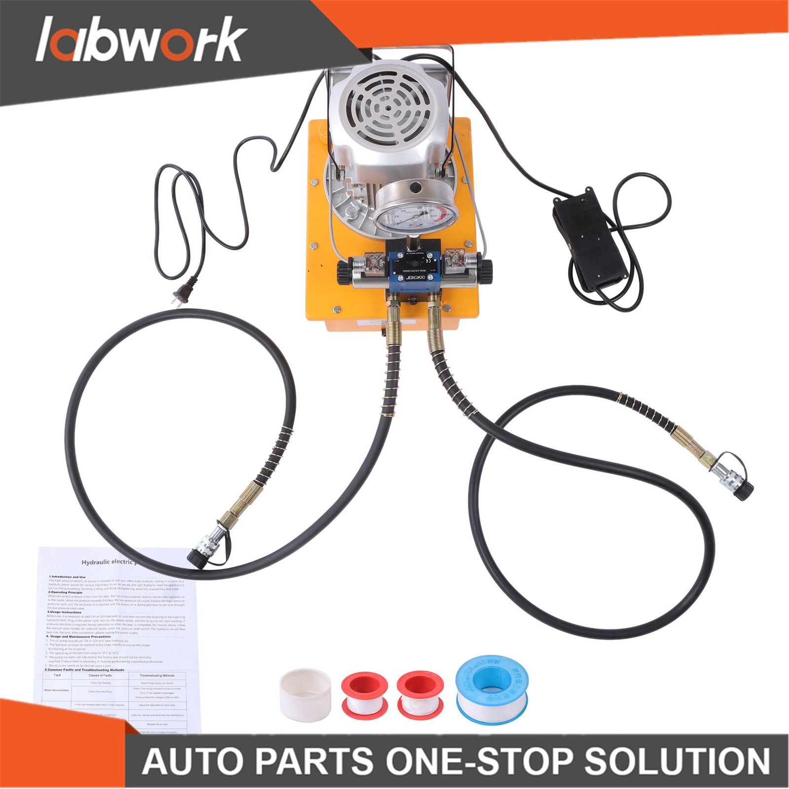 Labwork 10000 PSI Double Acting Hydraulic Pump 8L 0.7L/min 750W 110V