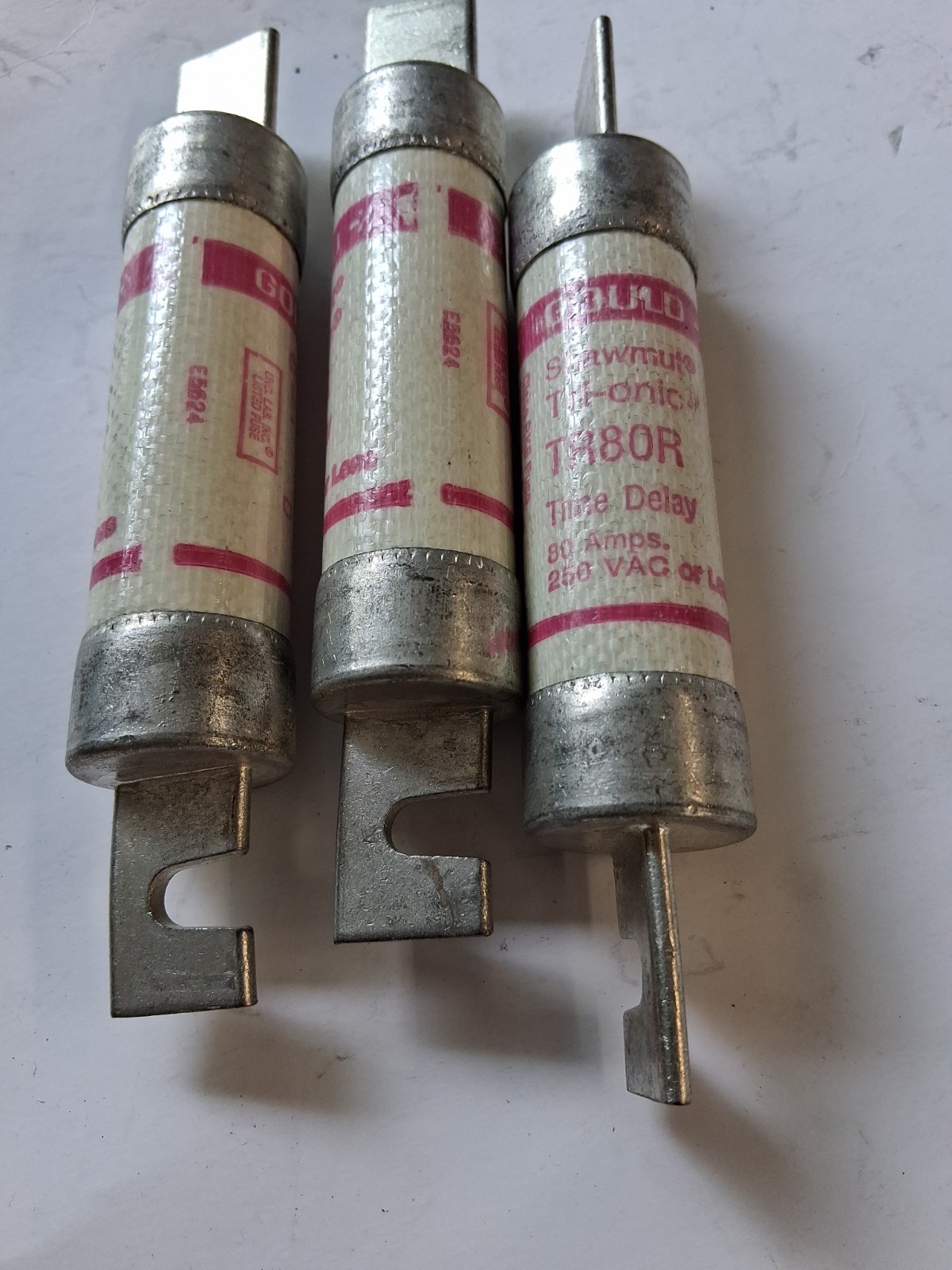 Lot Of 3 Ferraz Shawmut TR80R Time Delay 80 250V AC Fuse