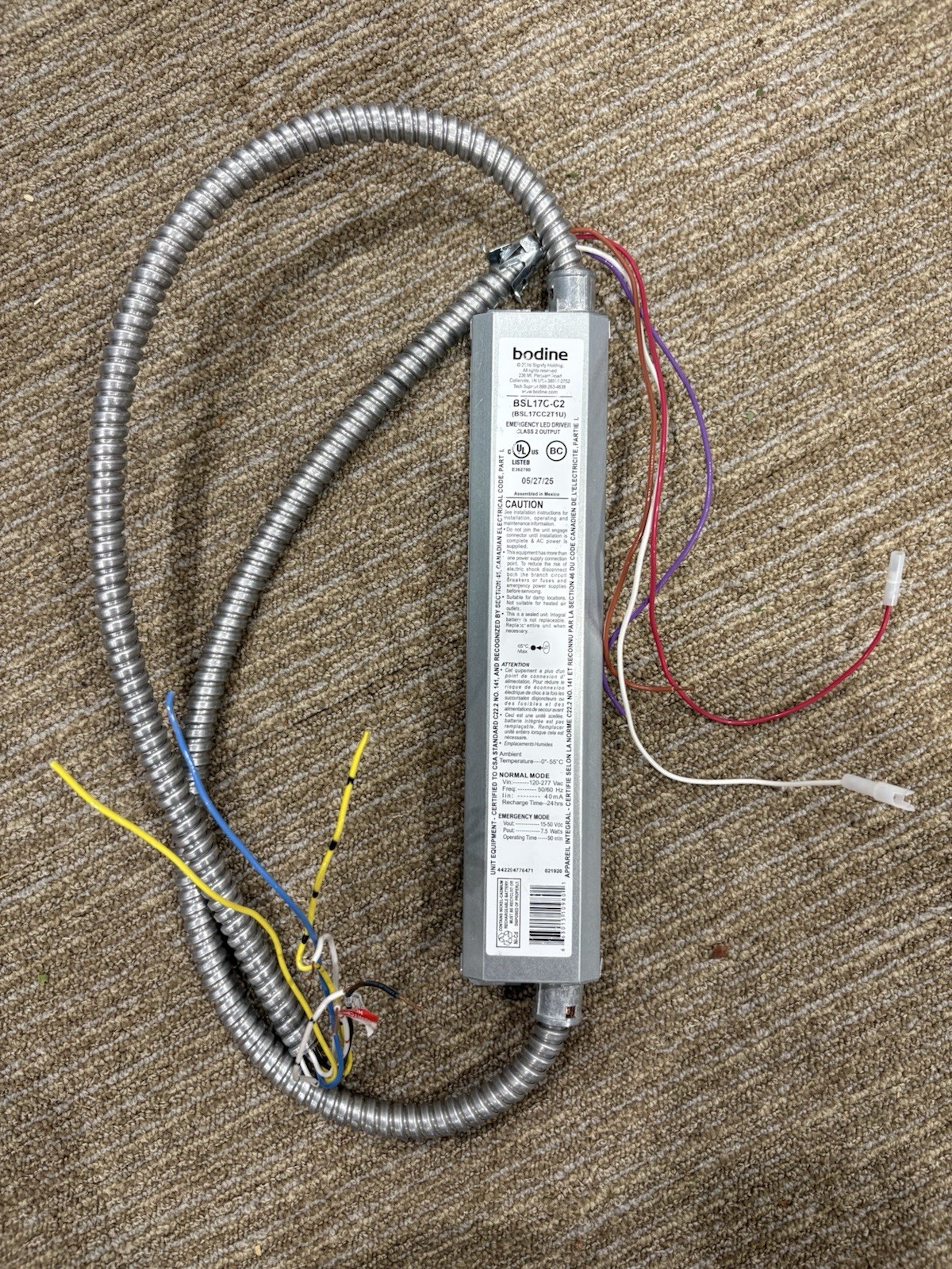 Bodine BSL17C-C2 Emergency LED Driver removed from un used fixtures.