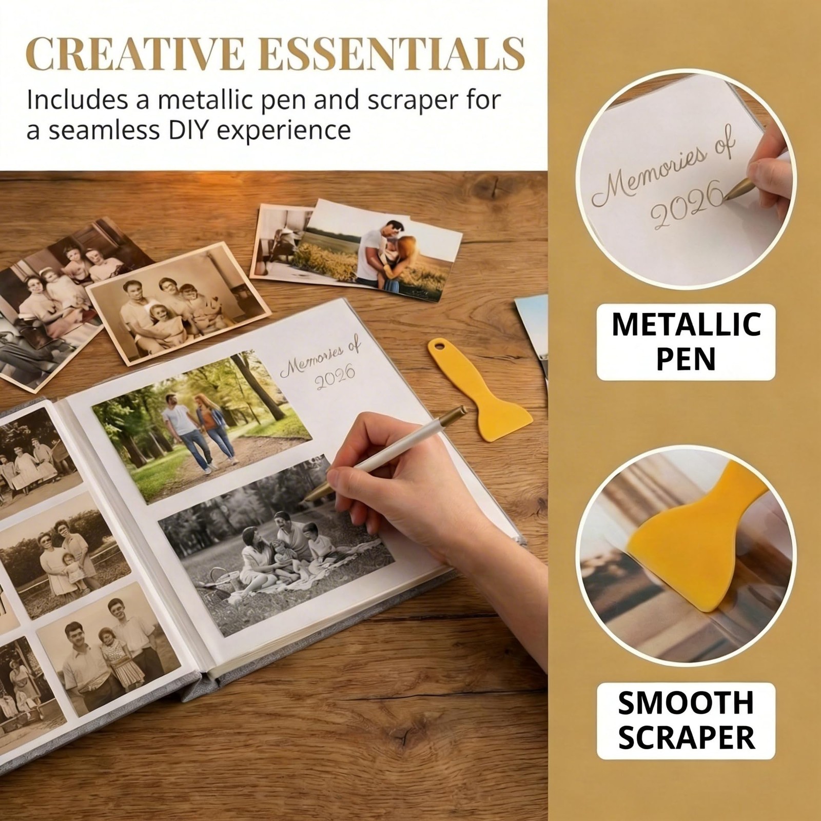 Photo Album Self Adhesive Pages for 4×6 5×7 8×10 11″x10.6″ 40Pages, Black
