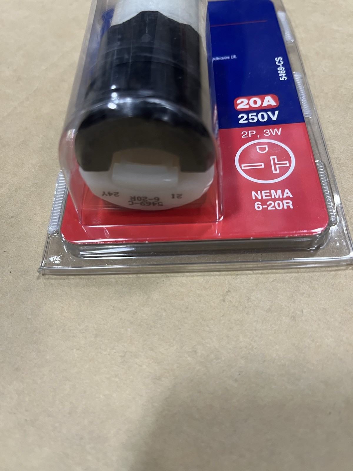 Leviton 5469-CS 20 Amp 250-Volt Straight Blade Connector, Black and White