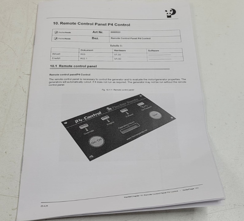 Fischer Panda Remote Control Panel P4 0000553 ZL1 DD-C04 NEW