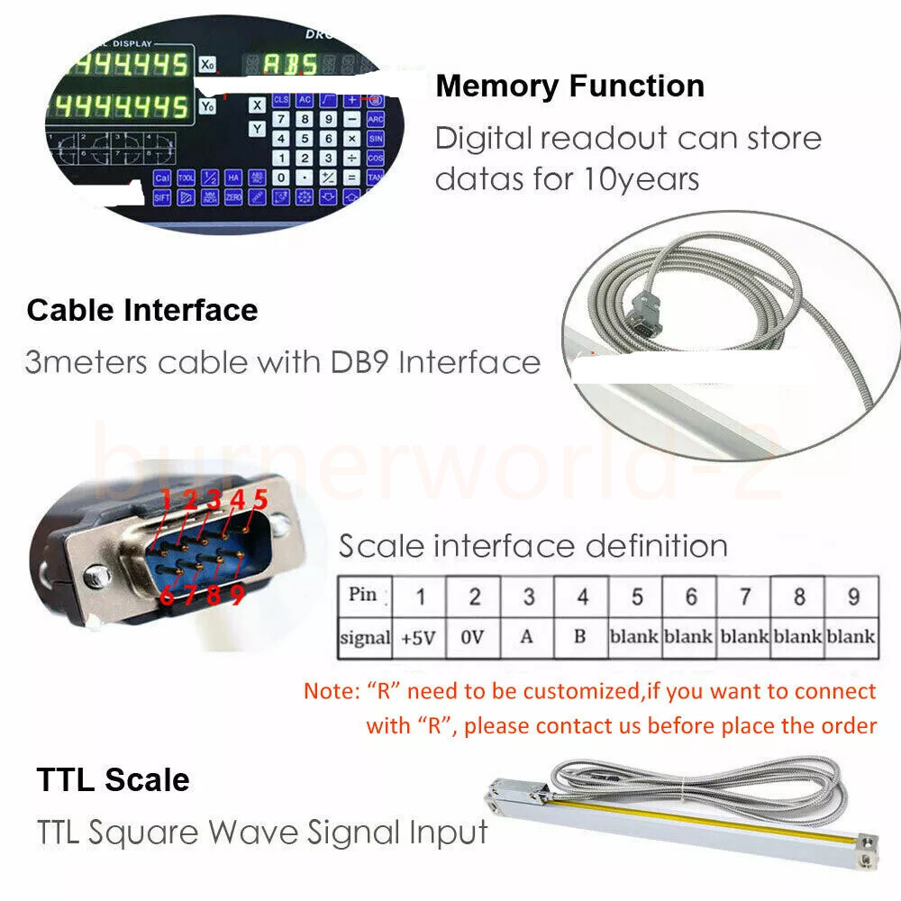 16″& 40″ TTL Linear Scales 2Axis Digital Readout Kit DRO Display Bridgeport Mill