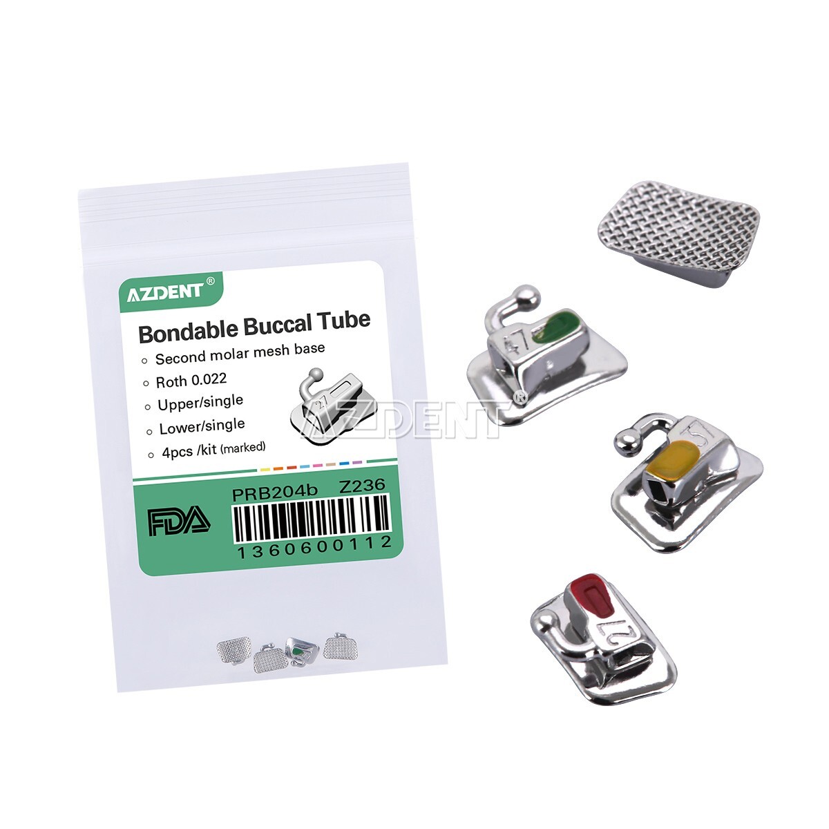 AZDENT Dental Ortho Bondable Buccal Tube 2nd Molar Roth/MBT 022 Non-Convertible